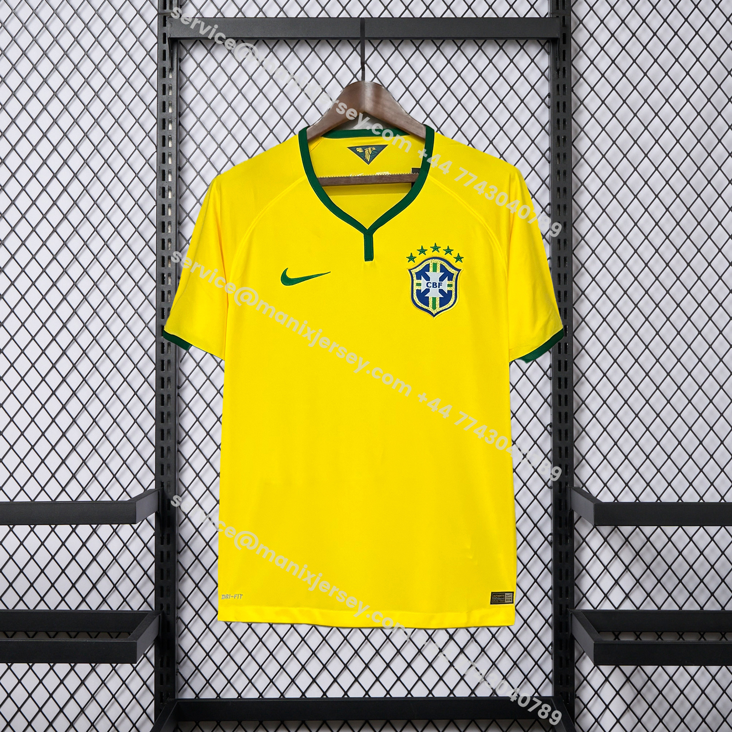 ManixJersey.com | Retro Brazil 2014 Home Jersey -Customize Name, Number and Patch | Worldwide Shipping