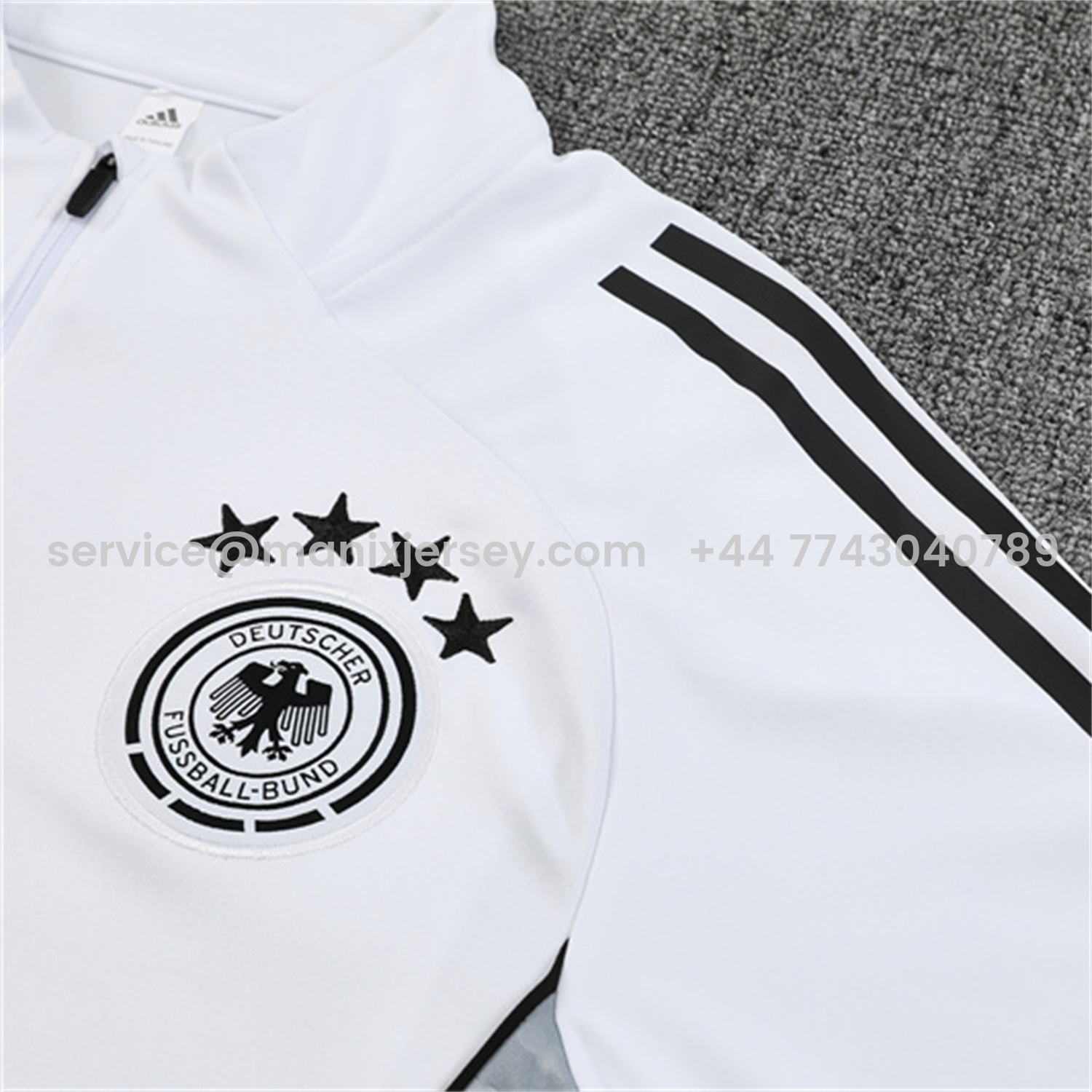 ManixJersey.com | Germany 25-26 Kids Long Sleeve Training Set - White Top and Black Pants -Customize Name, Number and Patch | Worldwide Shipping