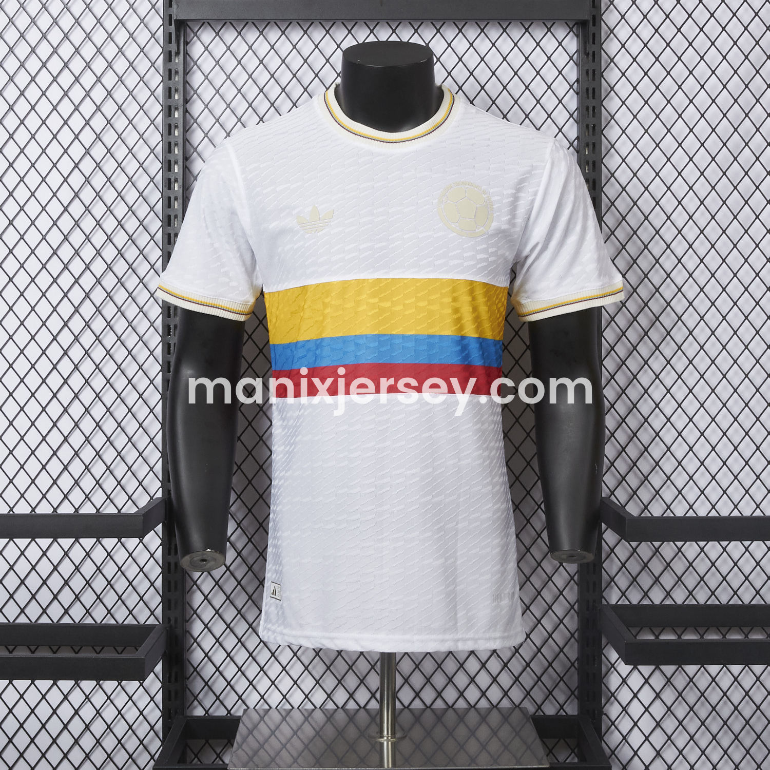 ManixJersey.com | Colombia 2024 100th Anniversary Jersey with Jacquard Fabric - Player Version -Customize Name, Number and Patch | Worldwide Shipping