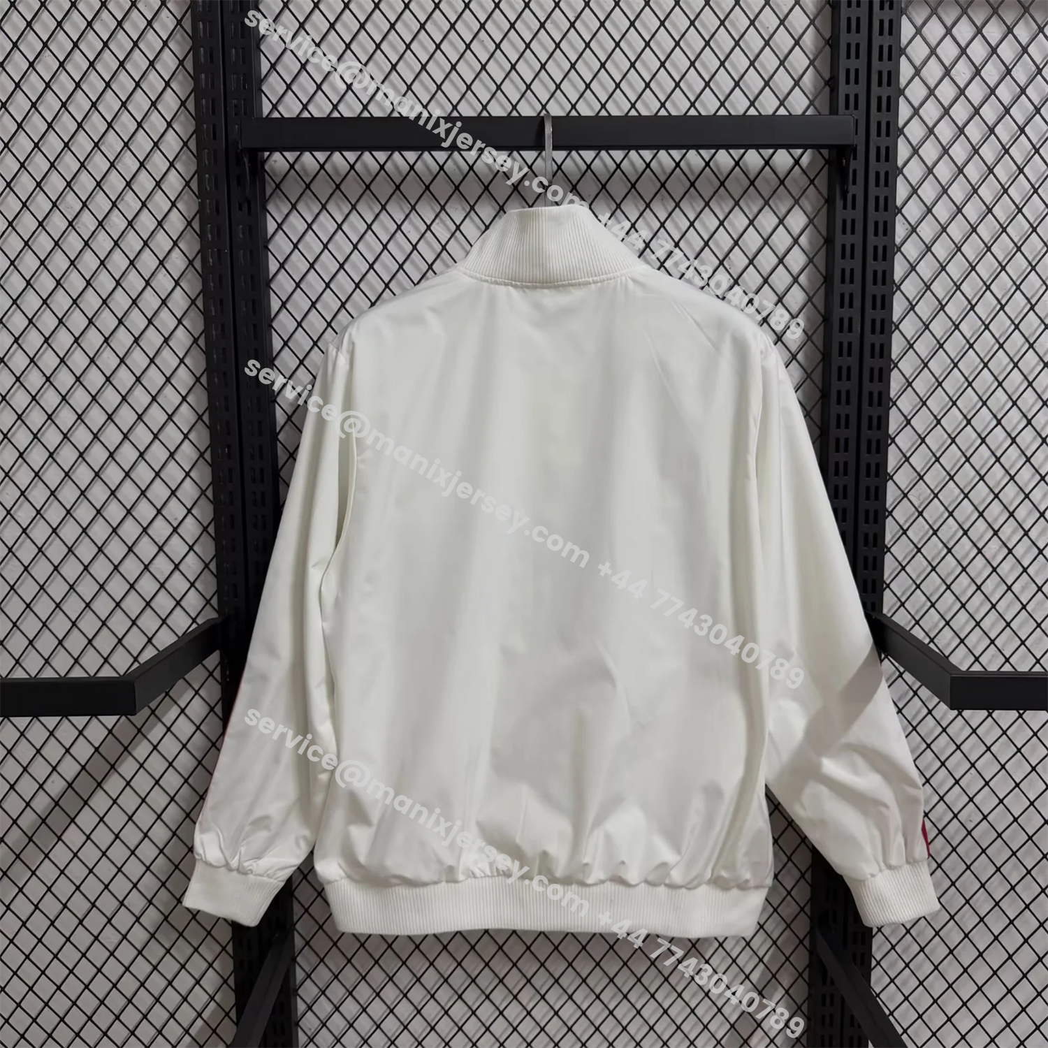 ManixJersey.com | AC Milan 25-26 Windbreaker Jacket - Red Black Horizontal Stripes And White -Customize Name, Number and Patch | Worldwide Shipping