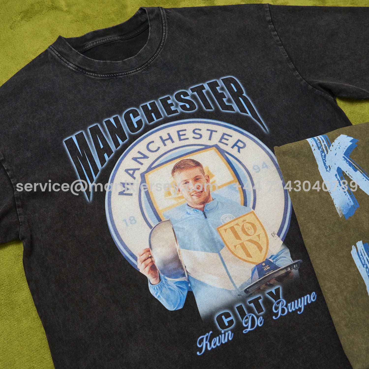 ManixJersey.com | Manchester City Kevin De Bruyne Cooker Oversized Washed T-Shirt -Customize Name, Number and Patch | Worldwide Shipping