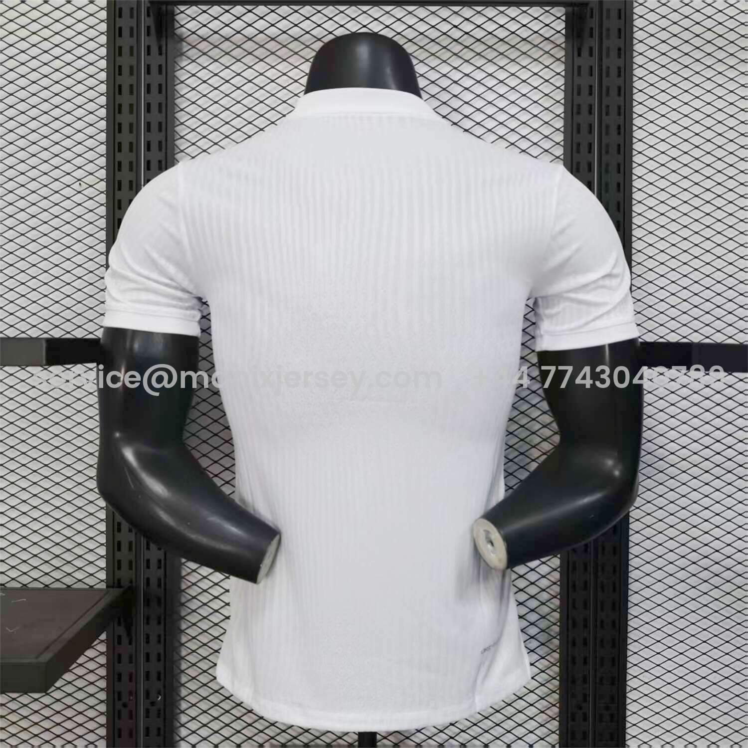 ManixJersey.com | Barcelona 25-26 White Jersey with Red Blue Ink Horizontal Stripes Jersey - Player Version -Customize Name, Number and Patch | Worldwide Shipping