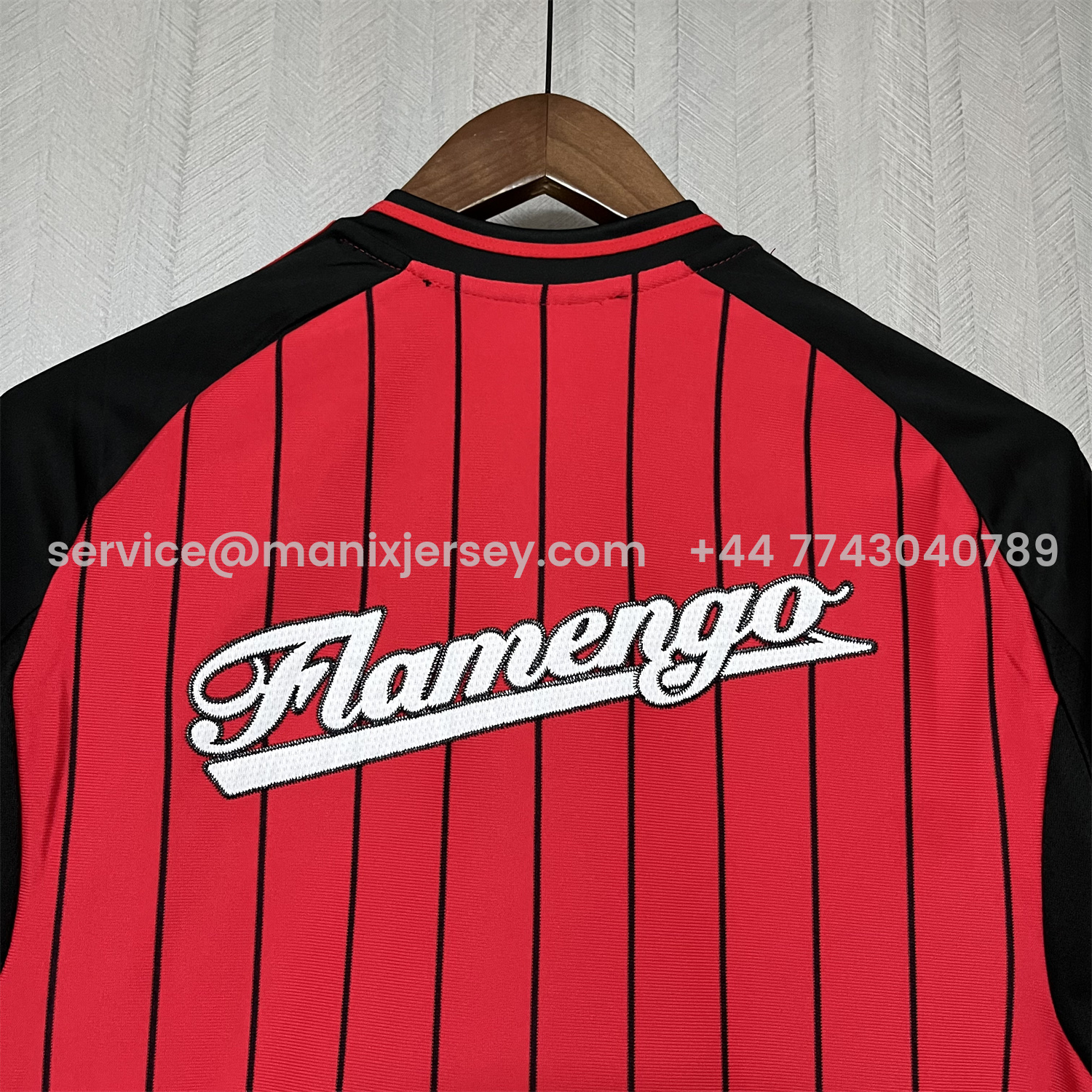 ManixJersey.com | Flamengo 25-26 Red Baseball Jersey with Black Stripes -Customize Name, Number and Patch | Worldwide Shipping