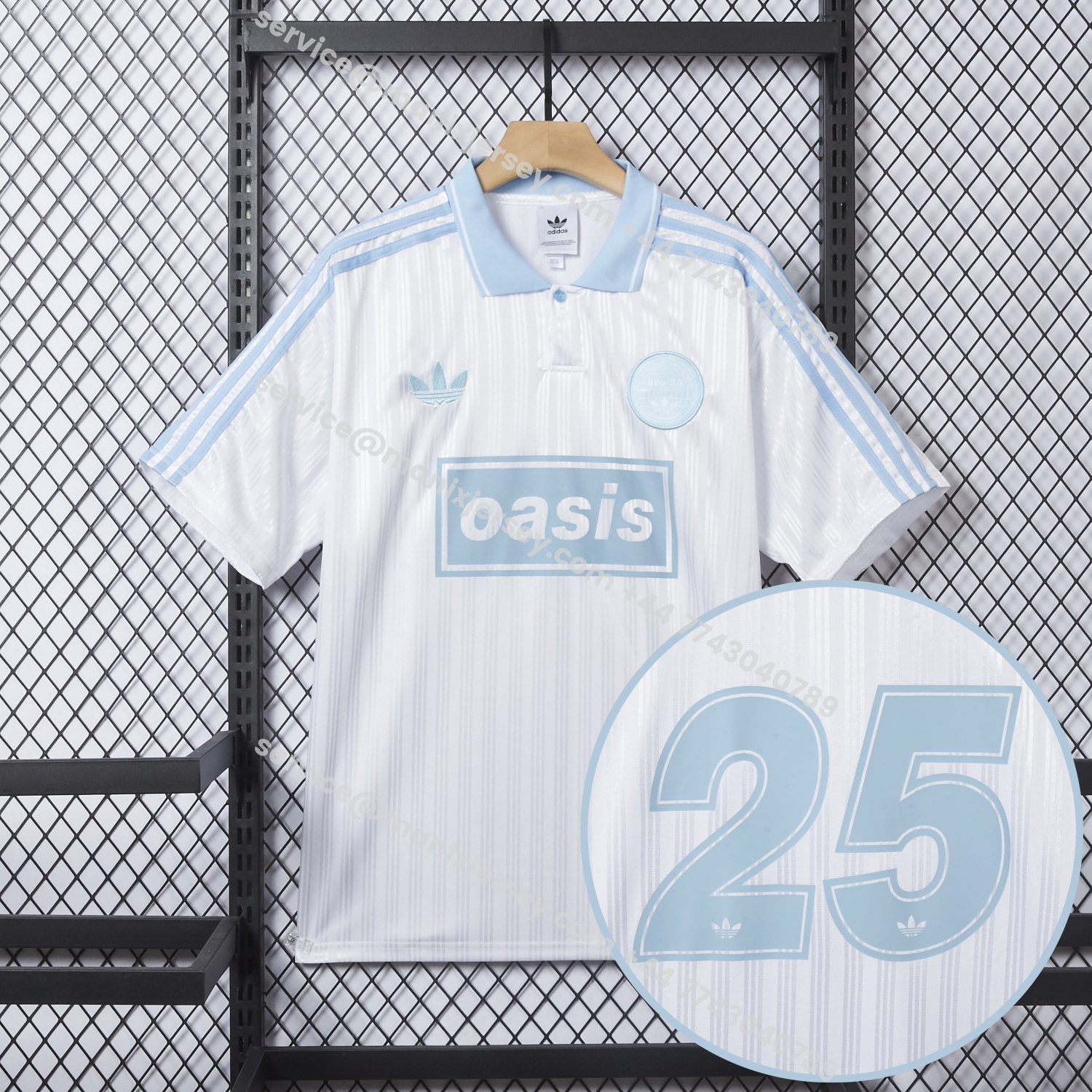ManixJersey.com | Bohemian 25-26 Oasis Originals Tour White And Sky Blue Jersey With Number 25 - Fans Version -Customize Name, Number and Patch | Worldwide Shipping