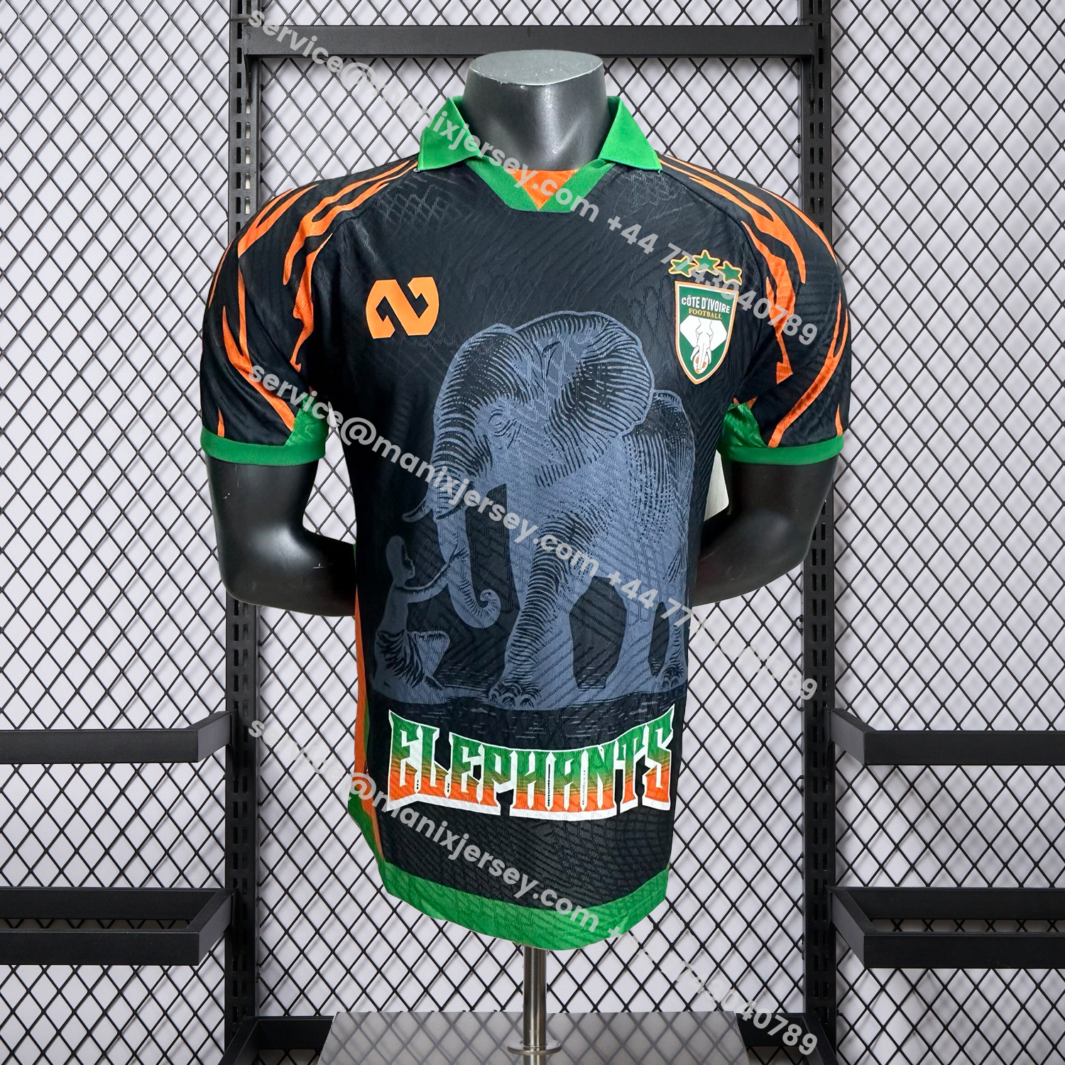 ManixJersey.com | Ivory Coast 25-26 Elephant And Kid Black Jersey - Player Version -Customize Name, Number and Patch | Worldwide Shipping