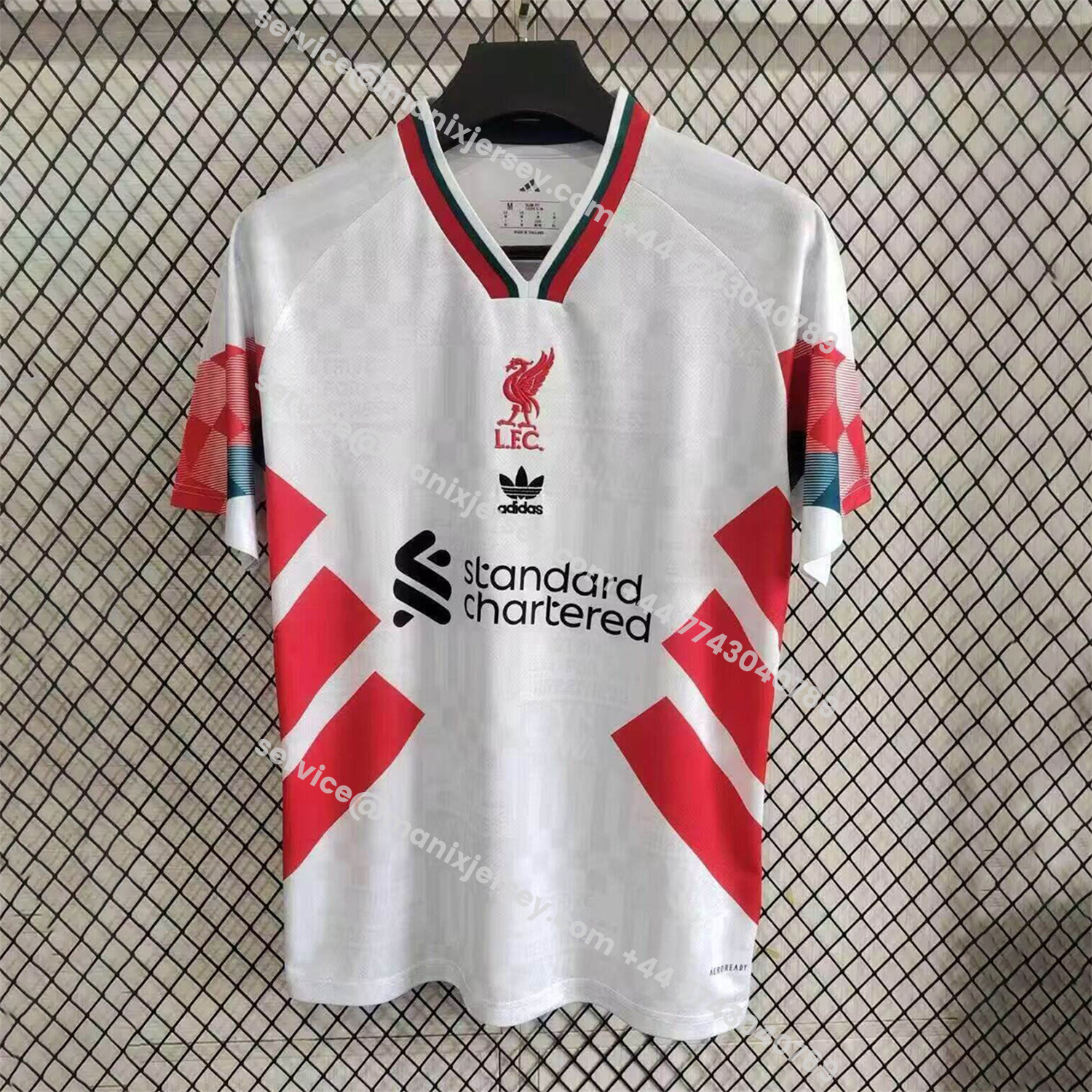 ManixJersey.com | Liver.pool 25-26 Retro Style Red Stripes White Jersey - Fans Version -Customize Name, Number and Patch | Worldwide Shipping