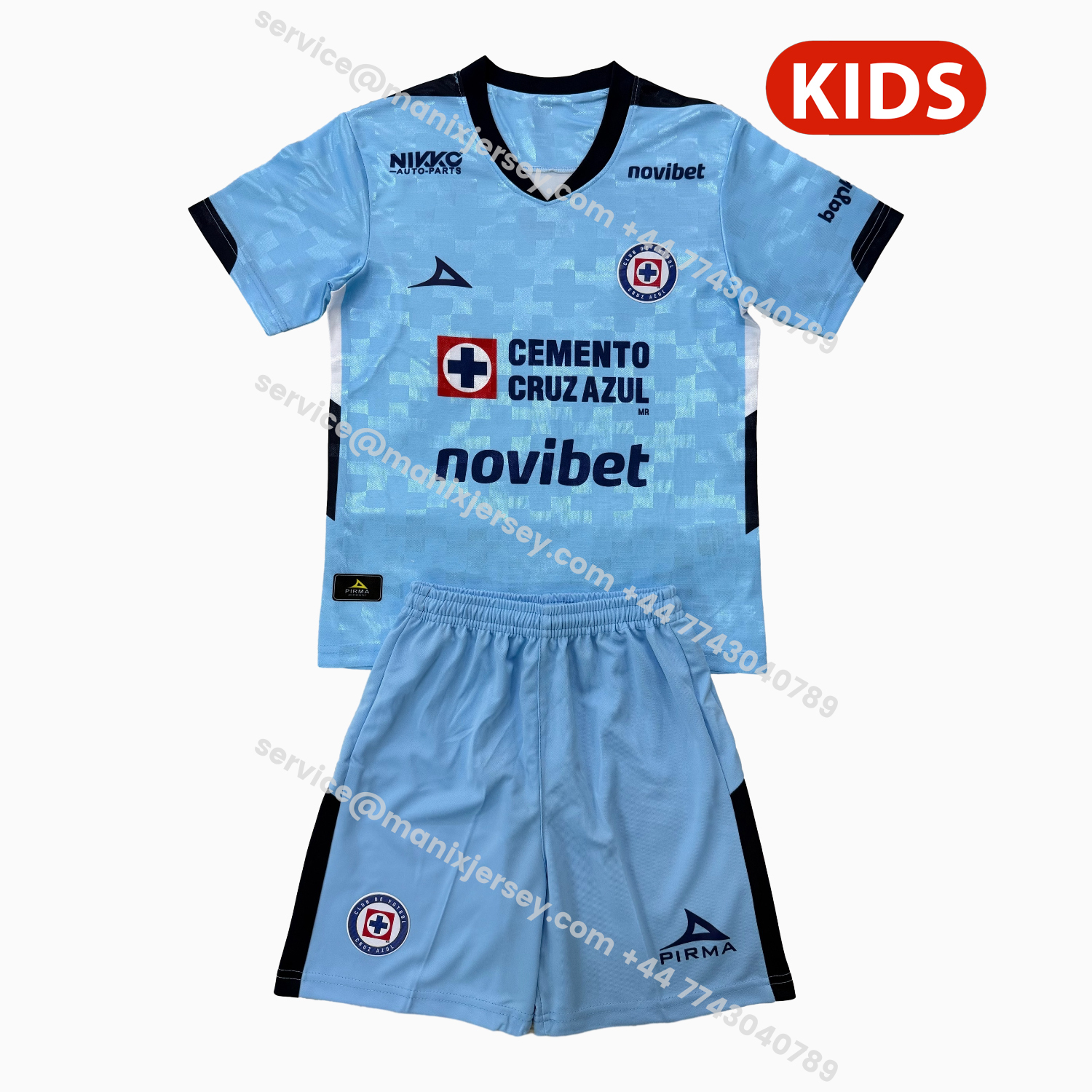 ManixJersey.com | Cruz Azul 25-26 Blue Goalkeeper Kids Kit -Customize Name, Number and Patch | Worldwide Shipping