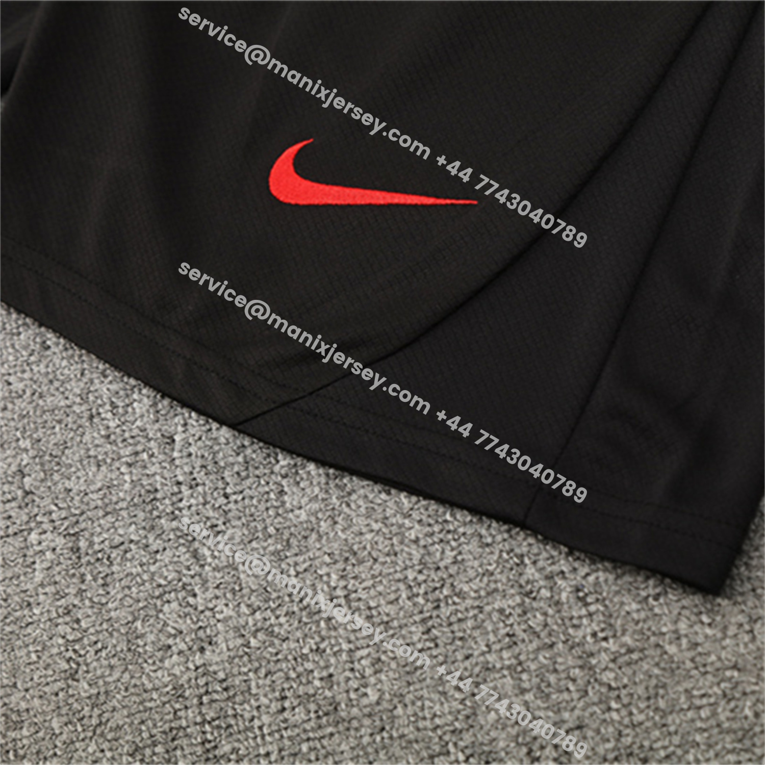 ManixJersey.com | Paris Saint-Germain PSG 25-26 Kids Short-Sleeve Training Set - White Edge Black Top & Black Shorts -Customize Name, Number and Patch | Worldwide Shipping