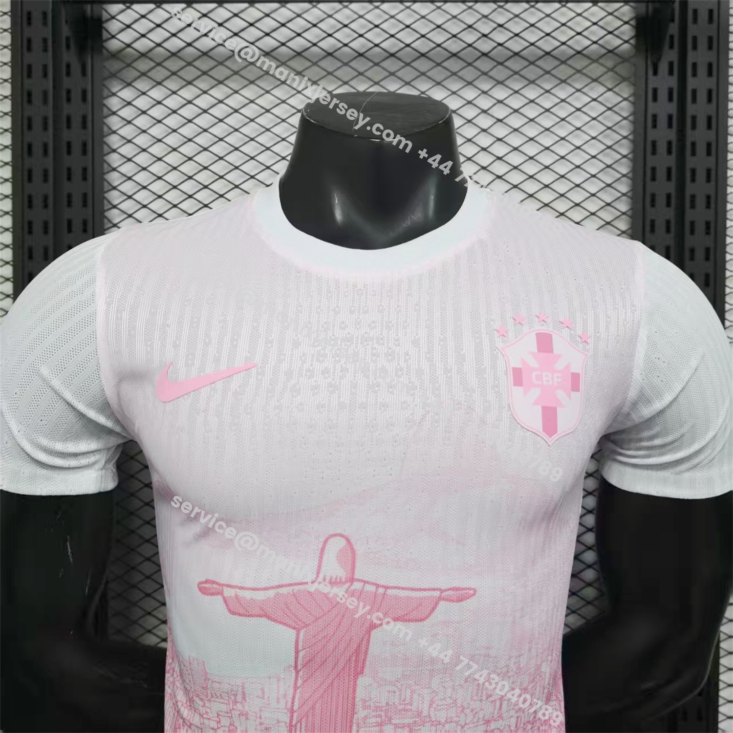 ManixJersey.com | Brazil 25-26 Pink White Jesus Statue Special Jersey - Player Version -Customize Name, Number and Patch | Worldwide Shipping