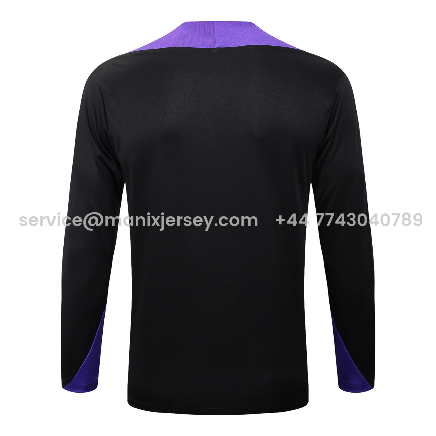 ManixJersey.com | Barcelona X KB 25-26 Long Sleeve Training Set - Black Top with Purple Badge and Black Pants -Customize Name, Number and Patch | Worldwide Shipping