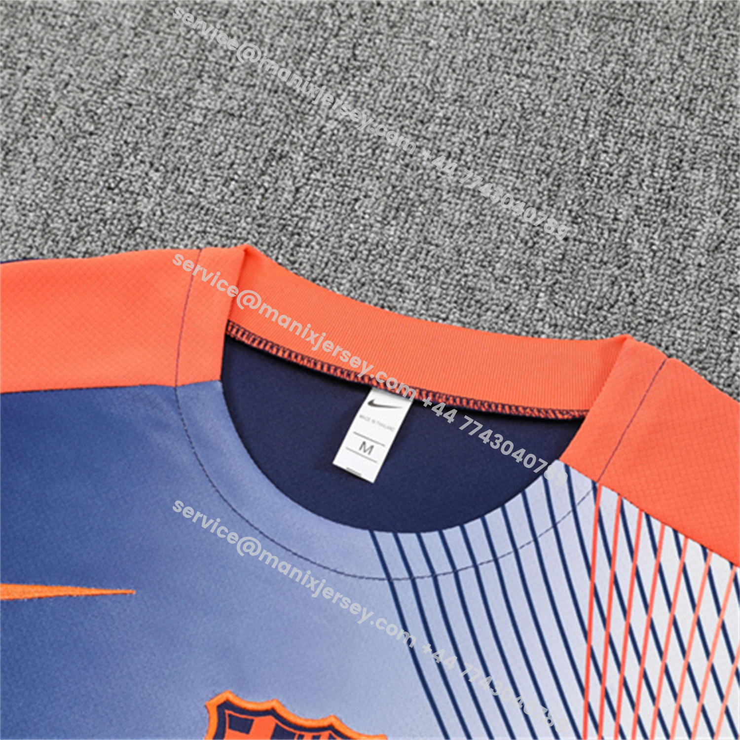 ManixJersey.com | Barcelona 25-26 Short-Sleeve Training Set - Red Blue Line Top & Blue Shorts -Customize Name, Number and Patch | Worldwide Shipping