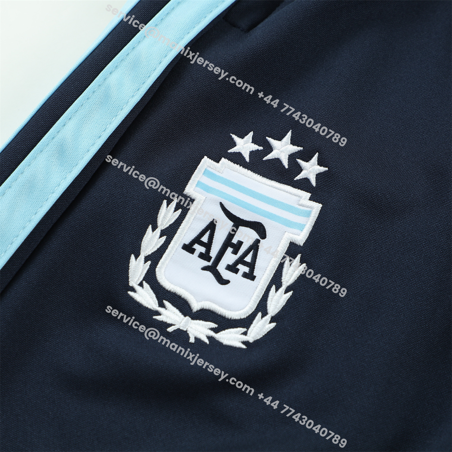 ManixJersey.com | Argentina 2026 Kids Long Sleeve Training Set - Blue Black Top & Pants -Customize Name, Number and Patch | Worldwide Shipping