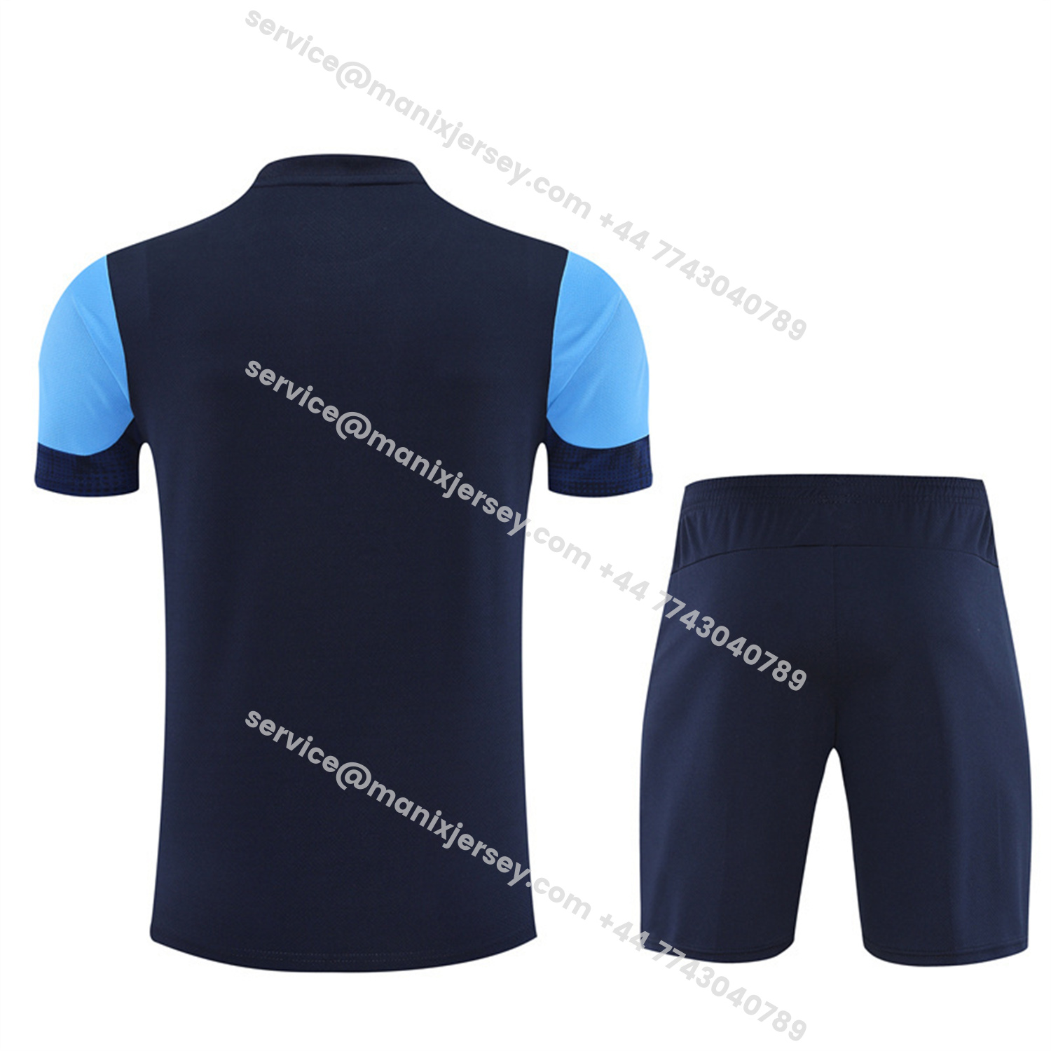 ManixJersey.com | Marseille 25-26 Kids Short-Sleeve Training Set - Royal Blue Top & Royal Blue Shorts -Customize Name, Number and Patch | Worldwide Shipping