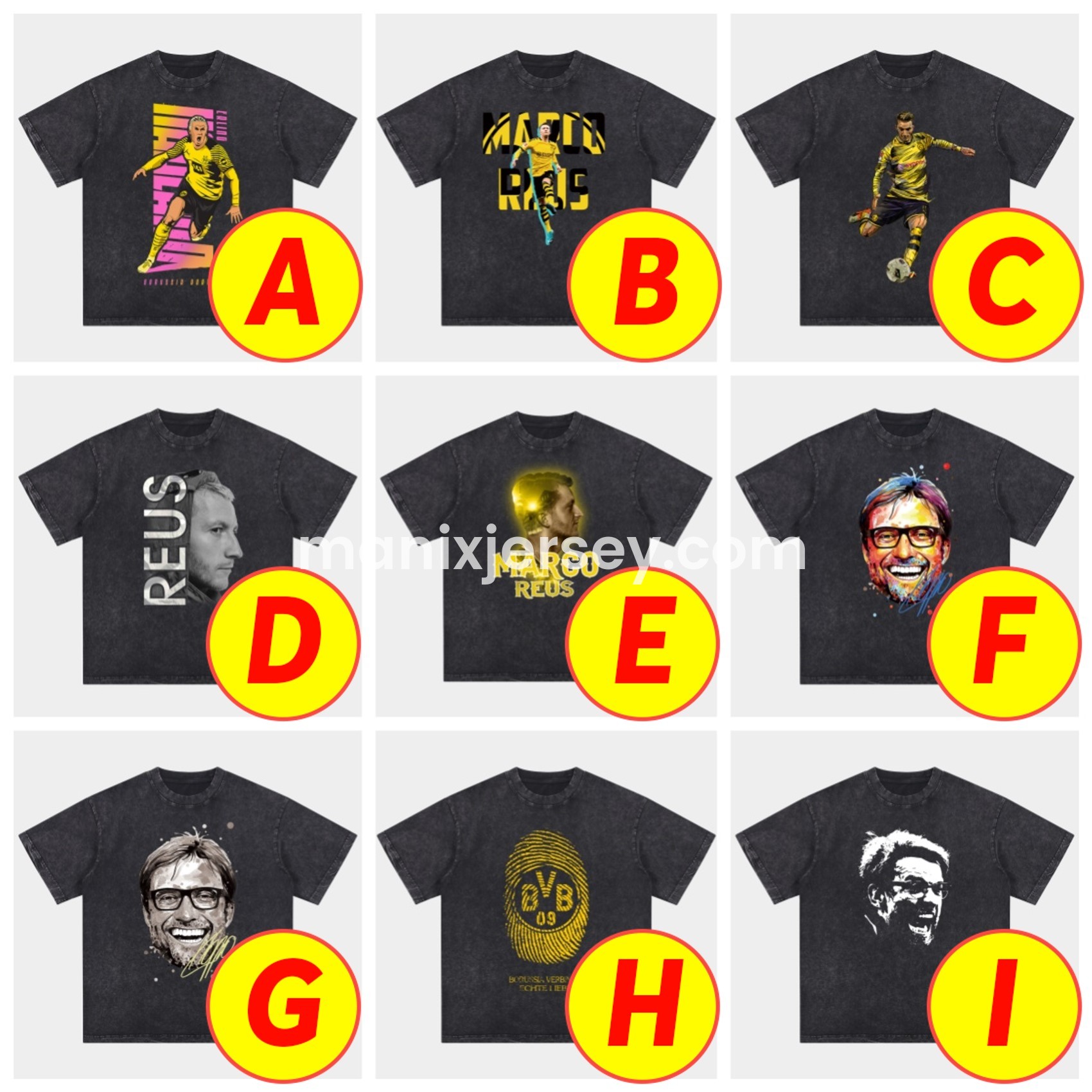 ManixJersey.com | Dortmund Oversized Washed T-Shirt -Customize Name, Number and Patch | Worldwide Shipping