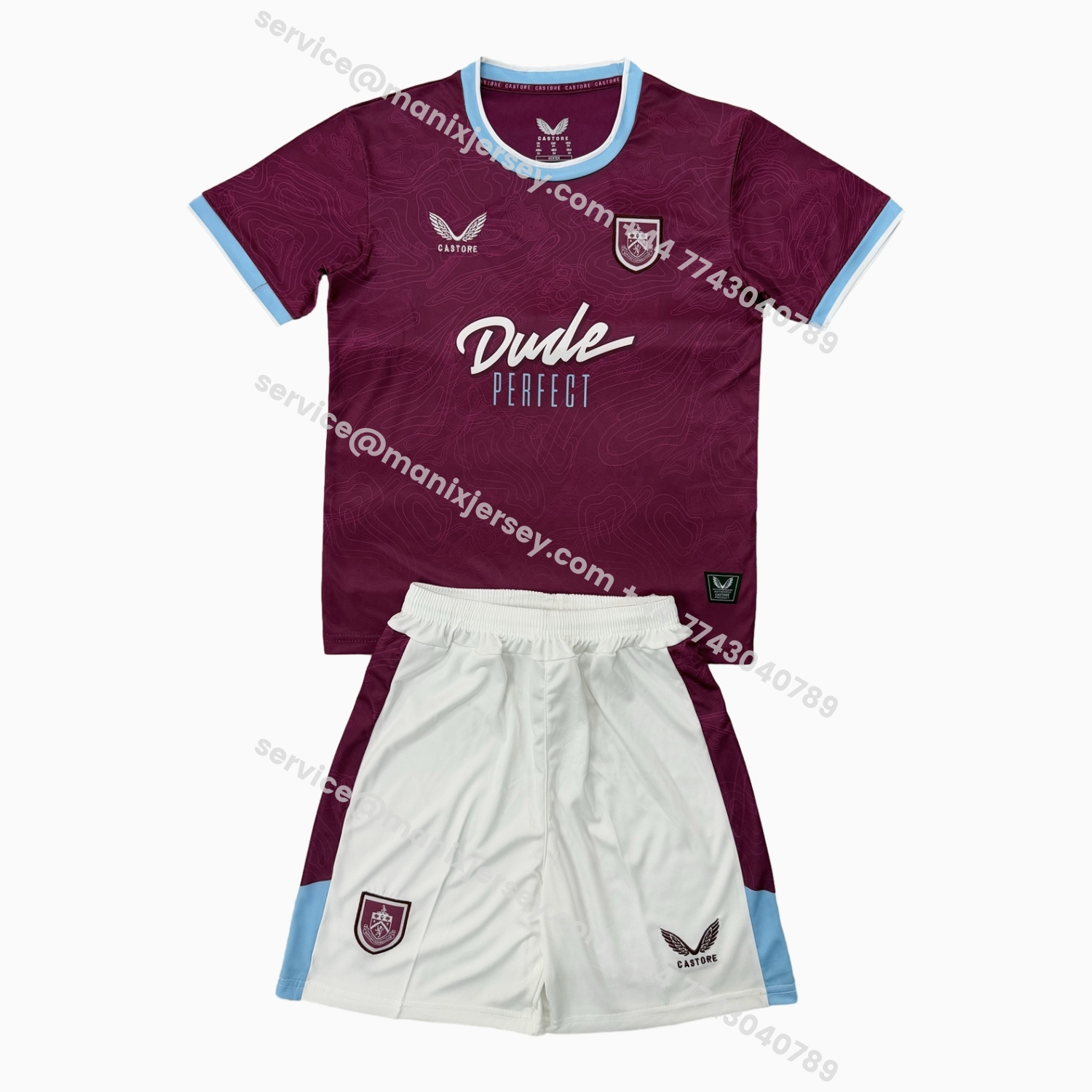 ManixJersey.com | Burnley 25-26 Home Kids Kit -Customize Name, Number and Patch | Worldwide Shipping