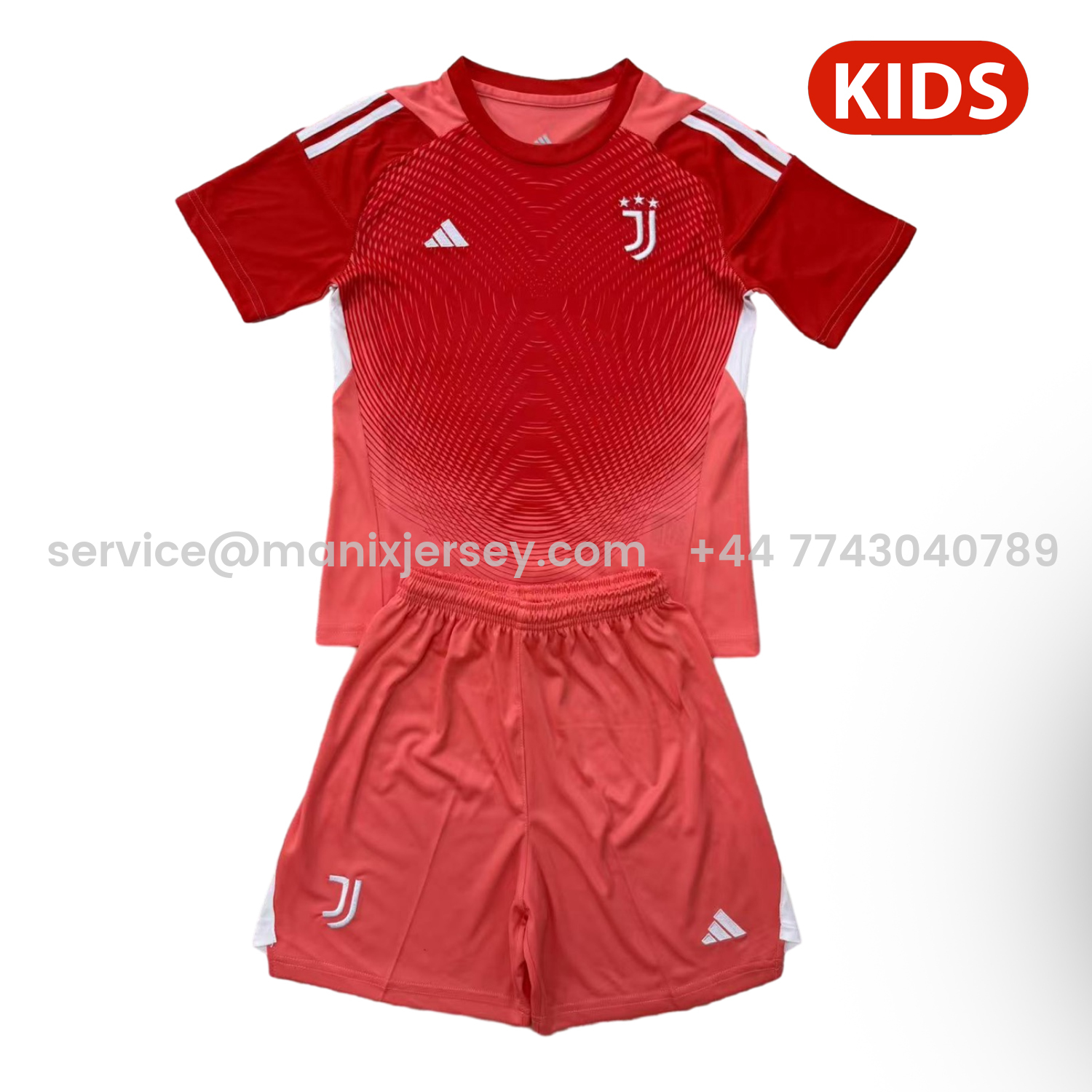 ManixJersey.com | Juventus 25-26 Red Goalkeeper Kids Kit -Customize Name, Number and Patch | Worldwide Shipping