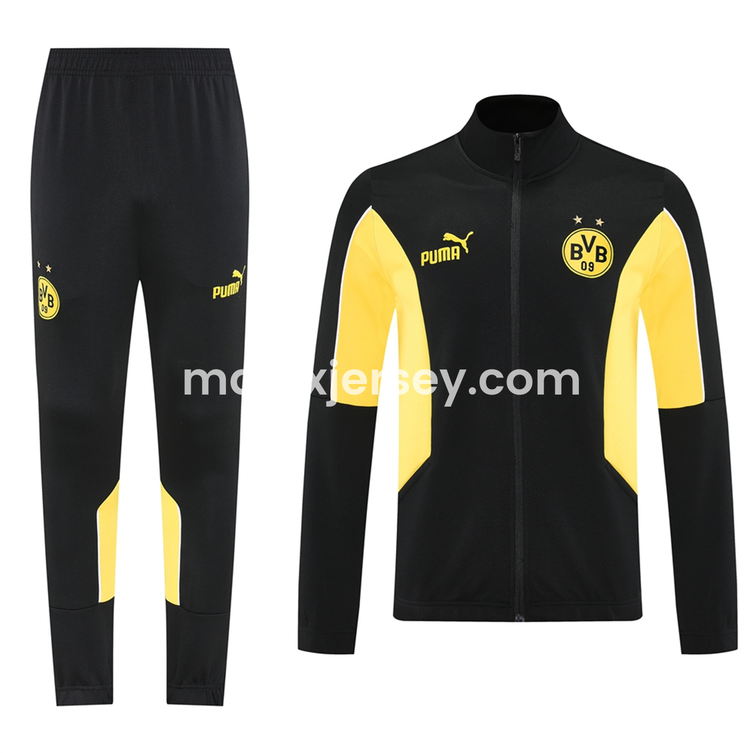 ManixJersey.com | Dortmund 25-26 Jacket Training Tracksuit - Black top & Black Pants -Customize Name, Number and Patch | Worldwide Shipping