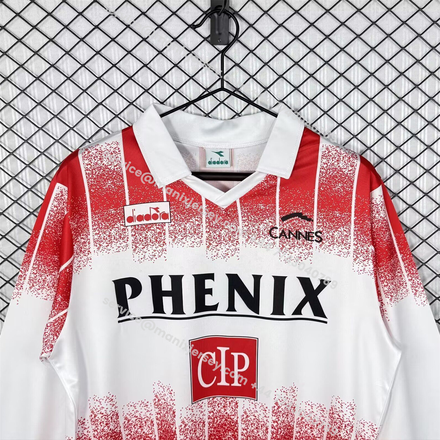 ManixJersey.com | Retro AS Cannes 1991-92 Home Long Sleeves Jersey -Customize Name, Number and Patch | Worldwide Shipping