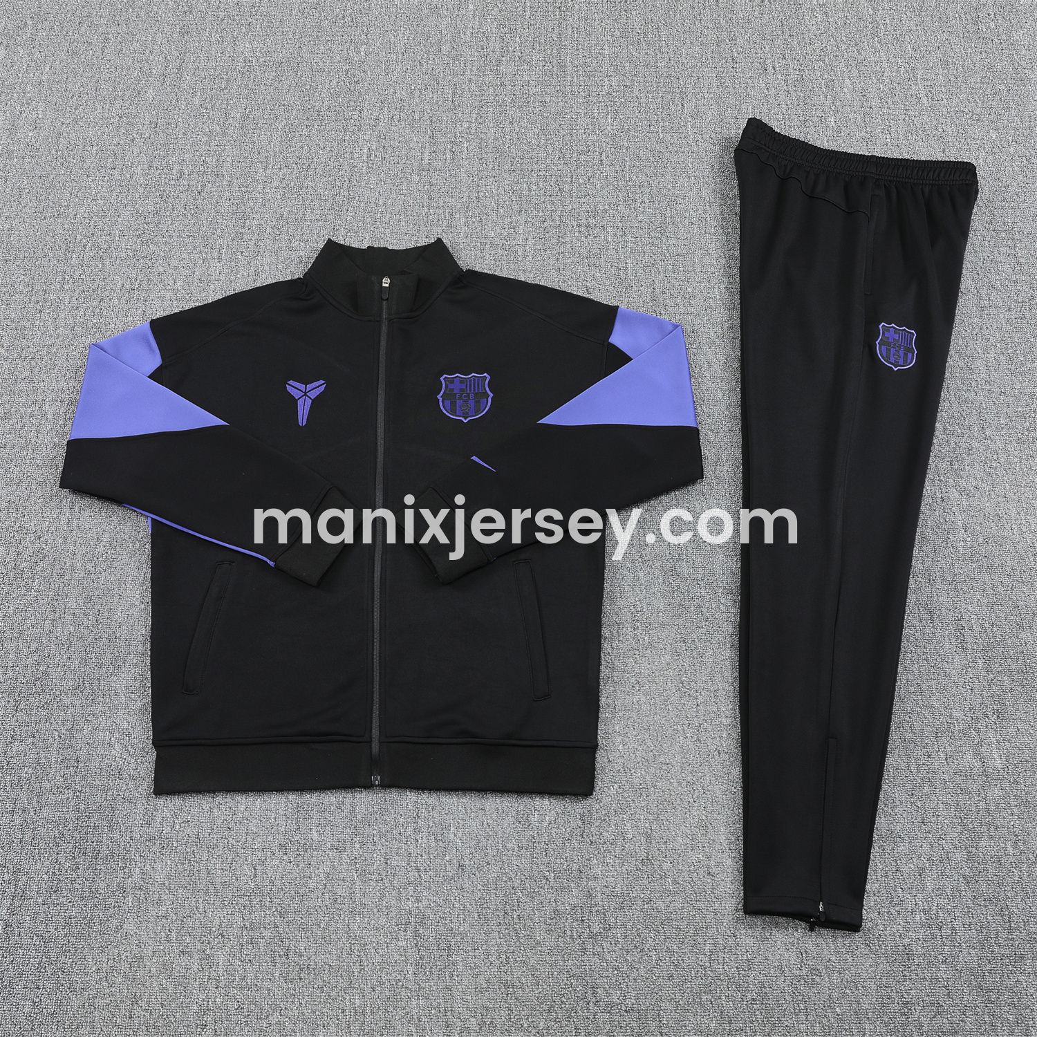 ManixJersey.com | Barcelona 25-26 Jacket Training Tracksuit - Black Purple Jackets & Black Pants -Customize Name, Number and Patch | Worldwide Shipping