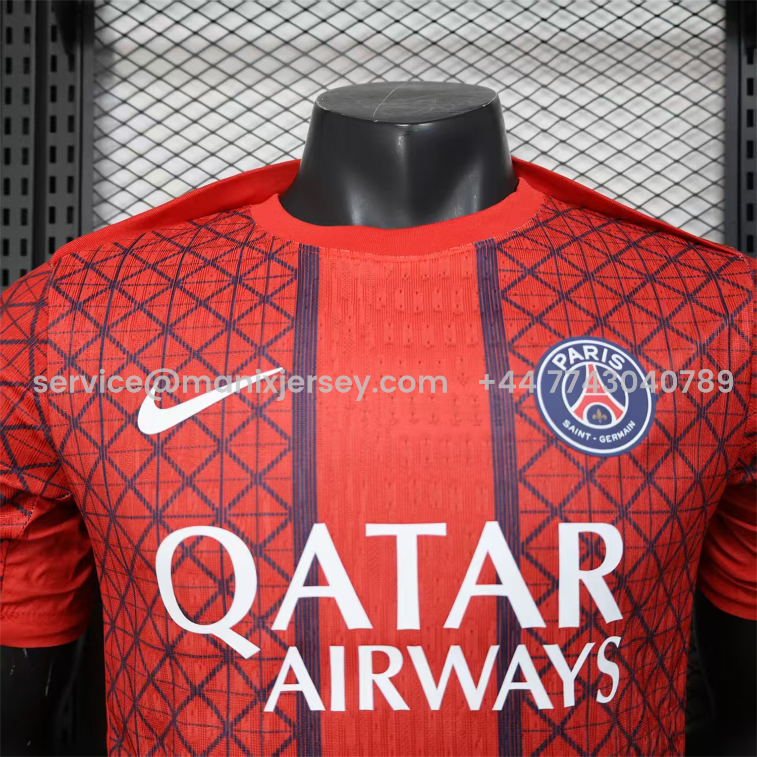 ManixJersey.com | Paris Saint-Germain PSG 25-26 Red Pre-Match Training Jersey - Player Version -Customize Name, Number and Patch | Worldwide Shipping