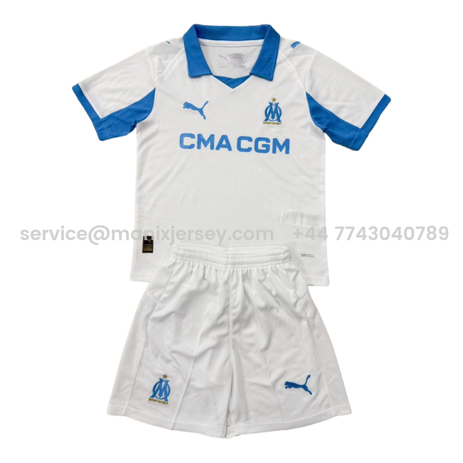 ManixJersey.com | Marseille 25-26 Home Men's Adult Jersey Set - Fans Version -Customize Name, Number and Patch | Worldwide Shipping