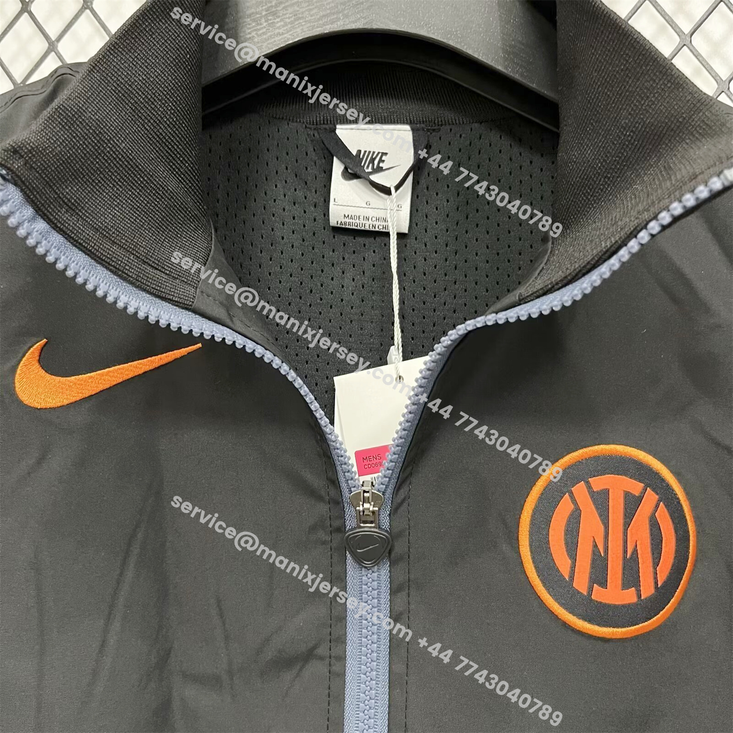ManixJersey.com | Inter Milan 25-26 Windbreaker Jacket - Black -Customize Name, Number and Patch | Worldwide Shipping
