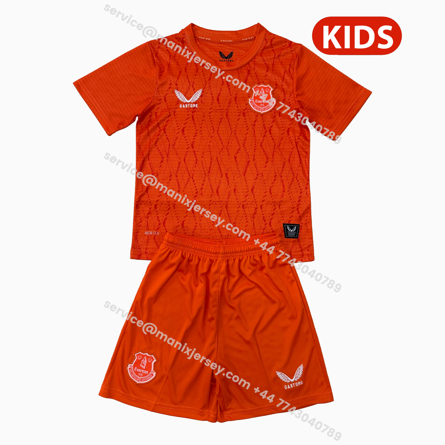 ManixJersey.com | Everton 25-26 Orange Goalkeeper Kids Kit -Customize Name, Number and Patch | Worldwide Shipping