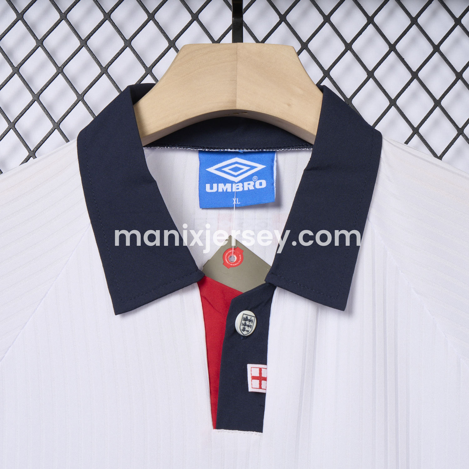 ManixJersey.com | Retro England 1998 Home Jersey -Customize Name, Number and Patch | Worldwide Shipping