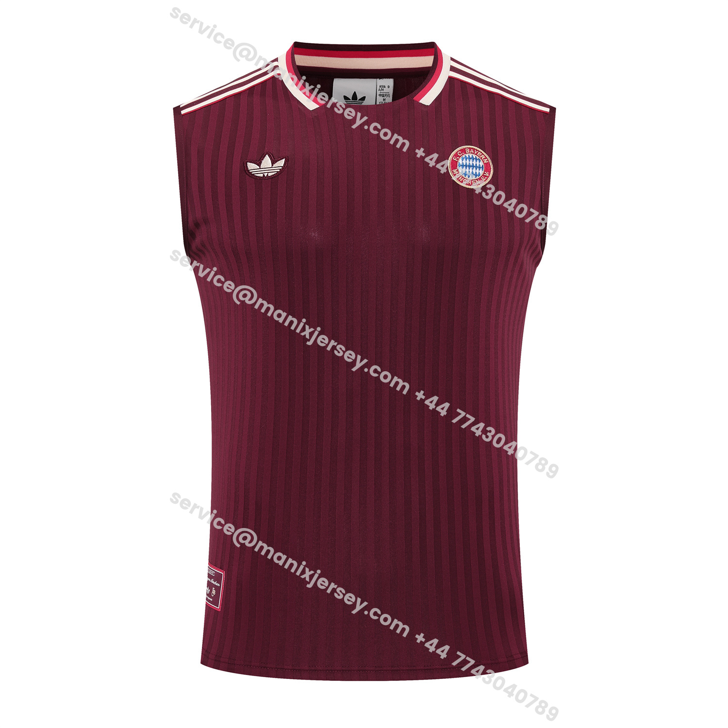 ManixJersey.com | Bayern Munich 25-26 Vest Training Set - Wine Red Lines Vest & Wine Red Lines Shorts -Customize Name, Number and Patch | Worldwide Shipping