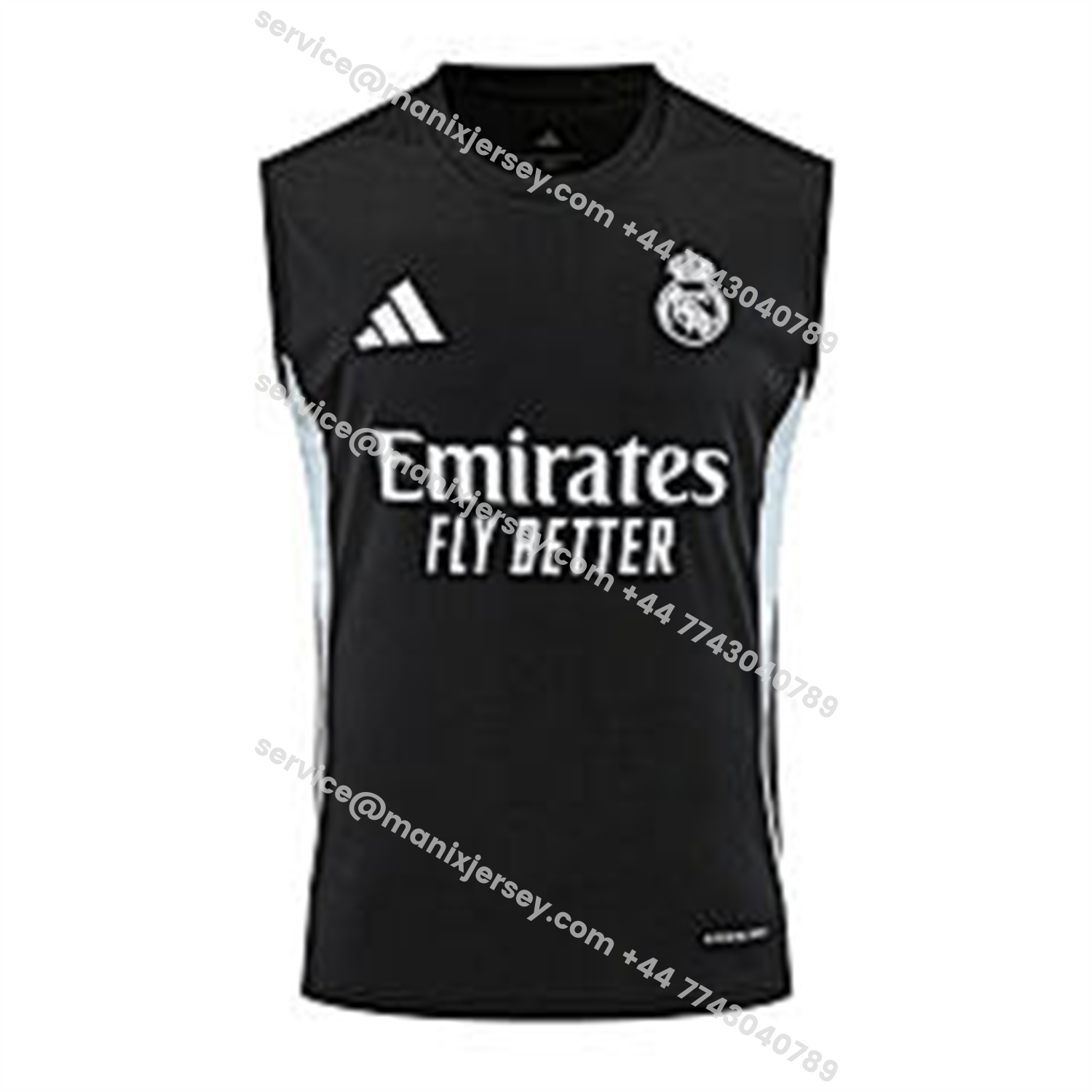 ManixJersey.com | Real Madrid 25-26 Vest Training Set - Black And Light Grey Vest & Black Shorts -Customize Name, Number and Patch | Worldwide Shipping