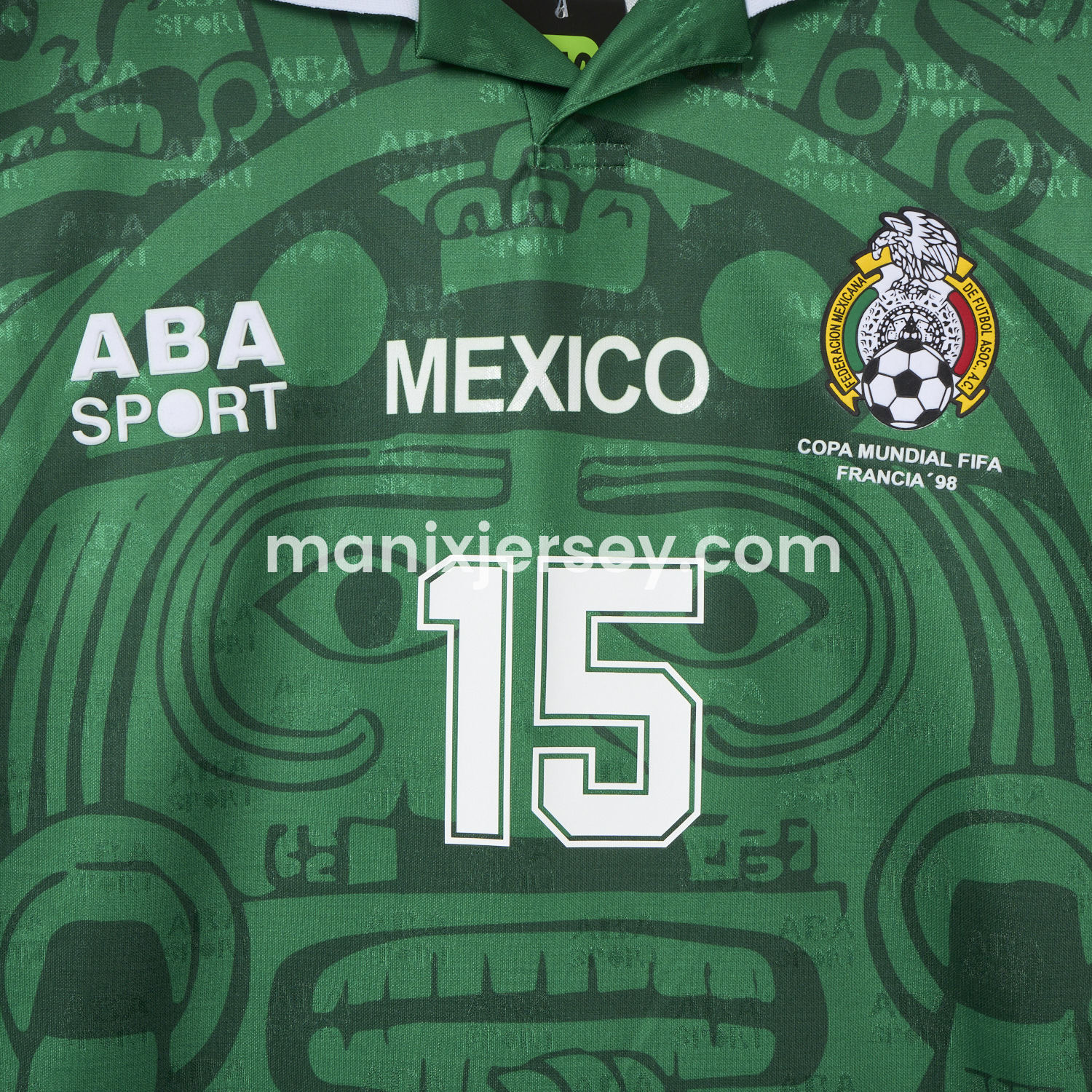 ManixJersey.com | Retro Mexico 1998 Home Jersey -Customize Name, Number and Patch | Worldwide Shipping
