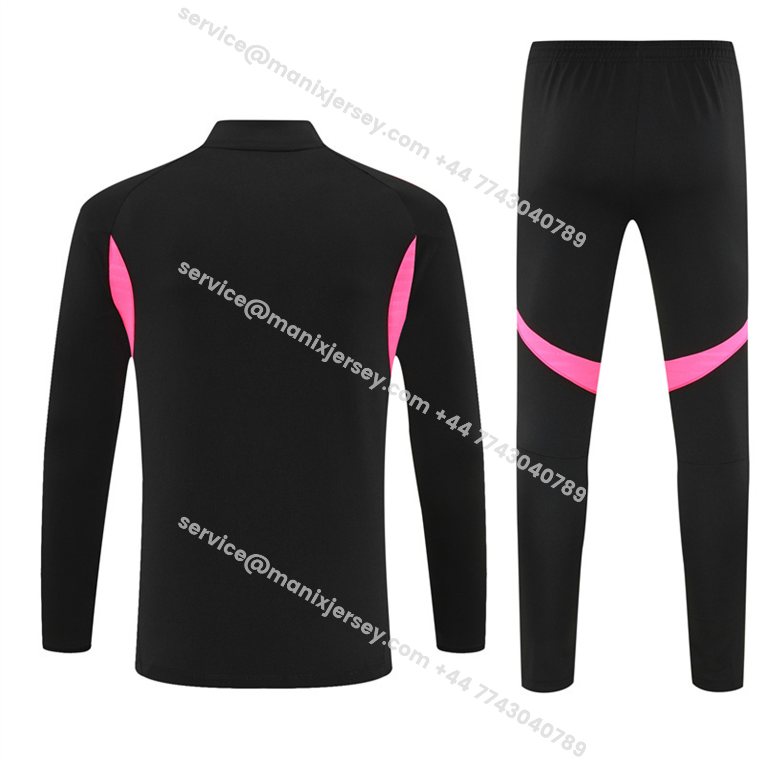 ManixJersey.com | Arsenal 25-26 Kids Long Sleeve Training Set - Pink Logo Balck Top & Black Pants -Customize Name, Number and Patch | Worldwide Shipping