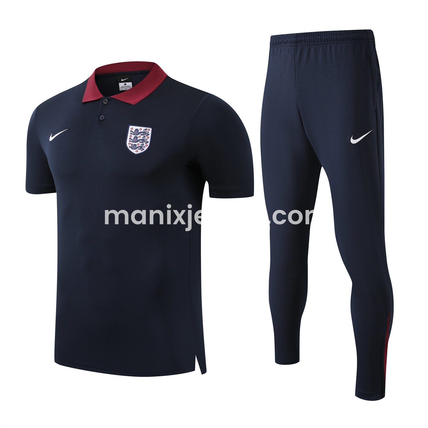 ManixJersey.com | England 25-26 POLO Short-Sleeve Training Set - Deep Blue Top and Pants -Customize Name, Number and Patch | Worldwide Shipping