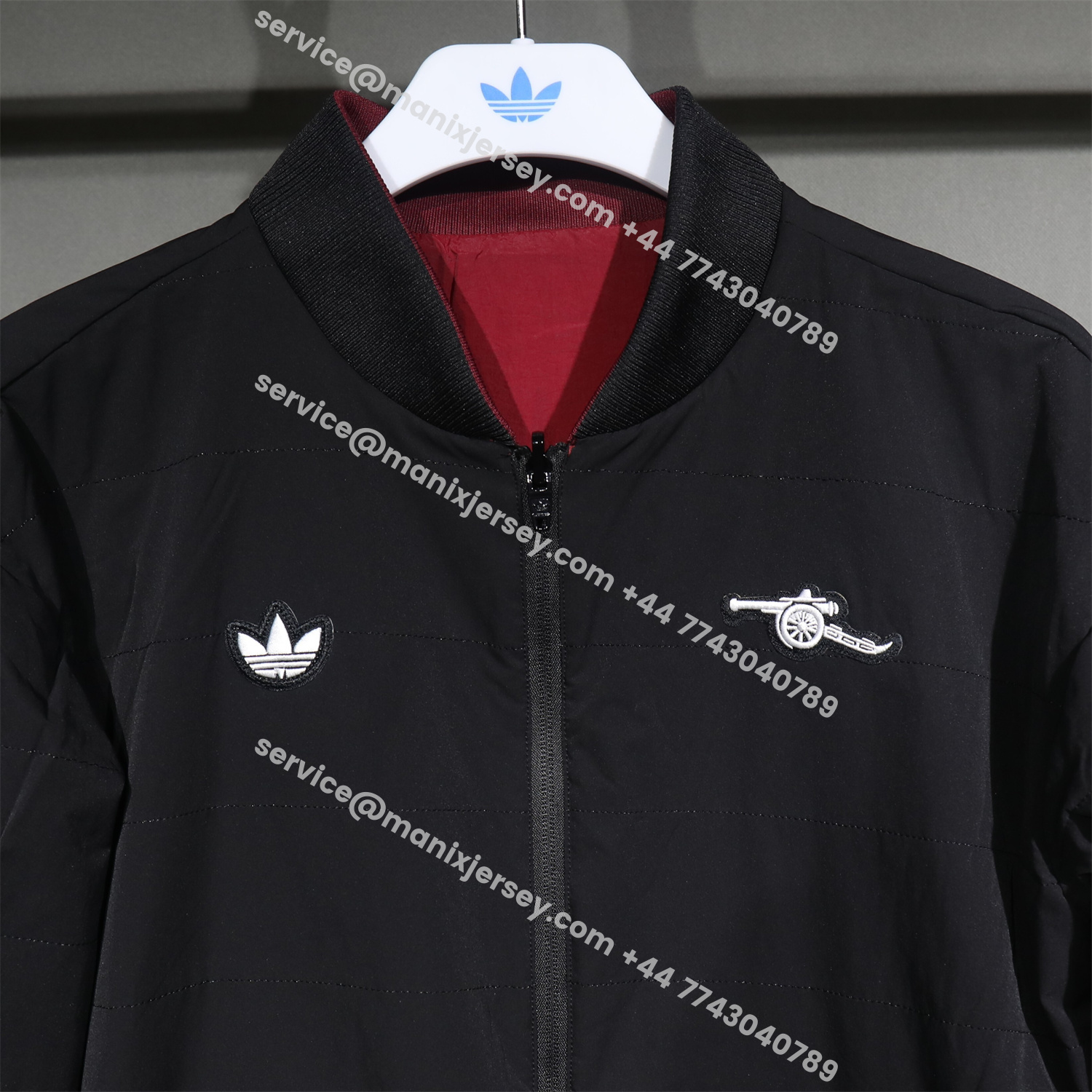 ManixJersey.com | Arsenal 25-26 Double Sided Reversible Windbreaker - Black & Red -Customize Name, Number and Patch | Worldwide Shipping