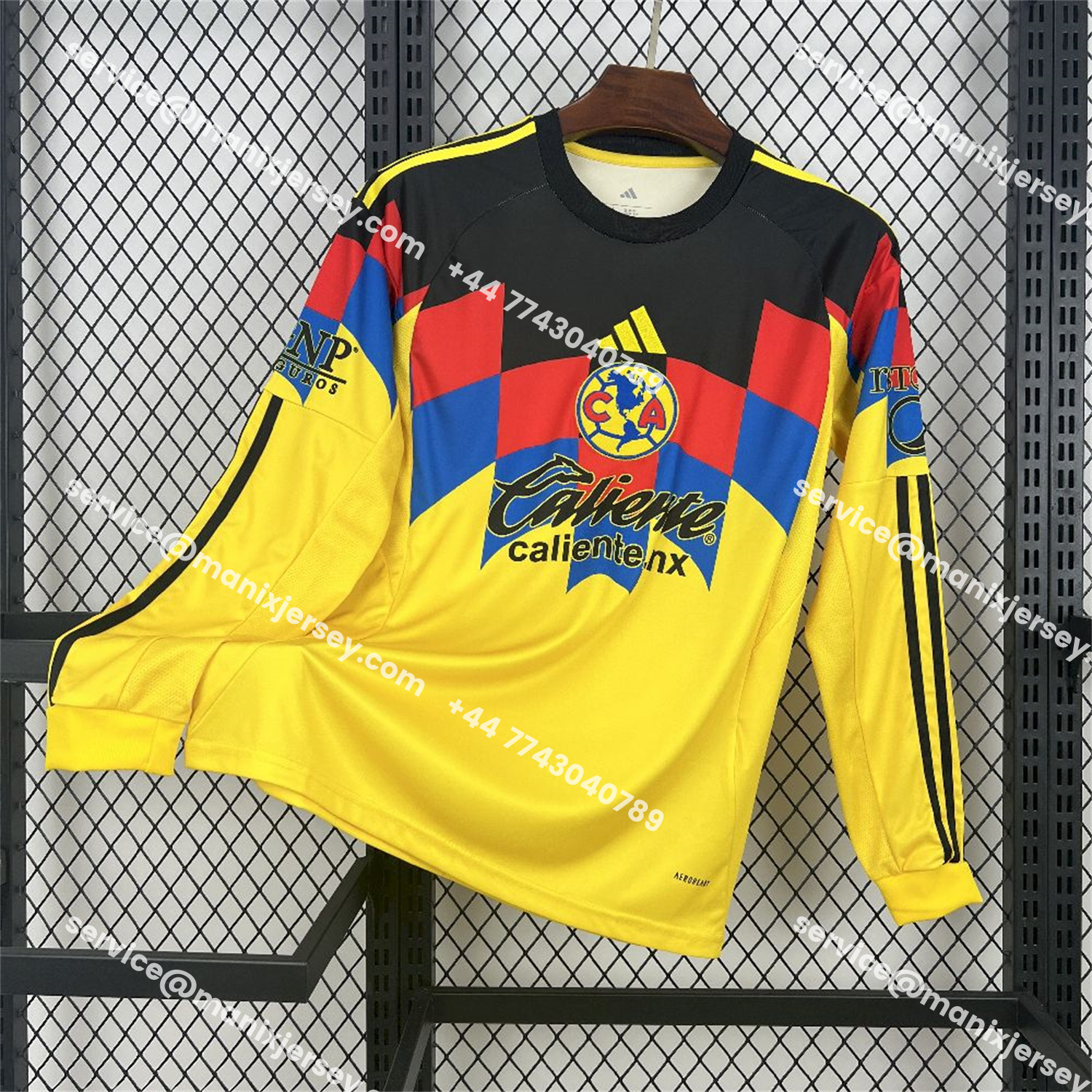 ManixJersey.com | Club América 25-26 Home Yellow Long Sleeves Jersey - Fans Version -Customize Name, Number and Patch | Worldwide Shipping