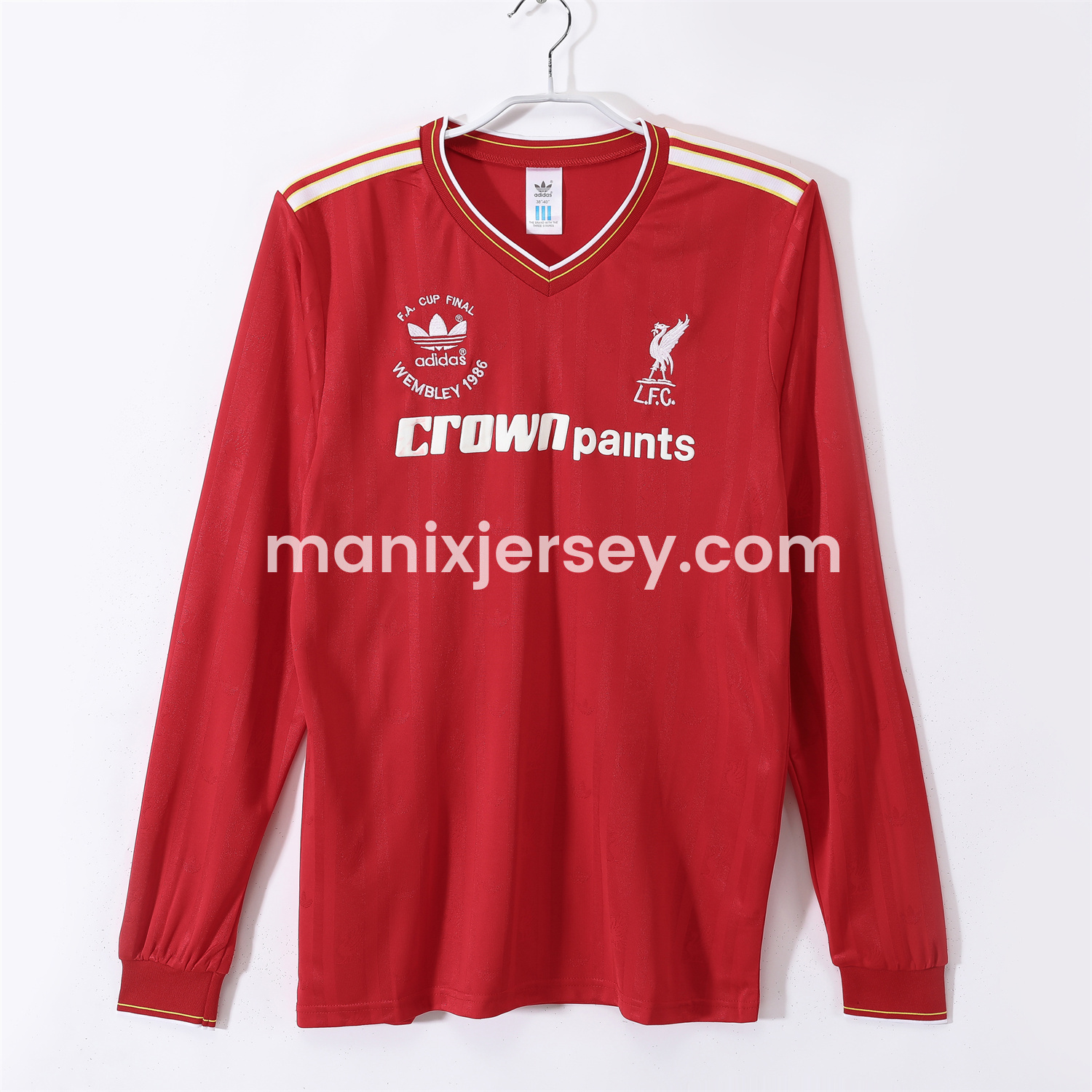 ManixJersey.com | Retro Liver.pool 1986 Home Long Sleeves Jersey - FA CUP FINAL Version -Customize Name, Number and Patch | Worldwide Shipping