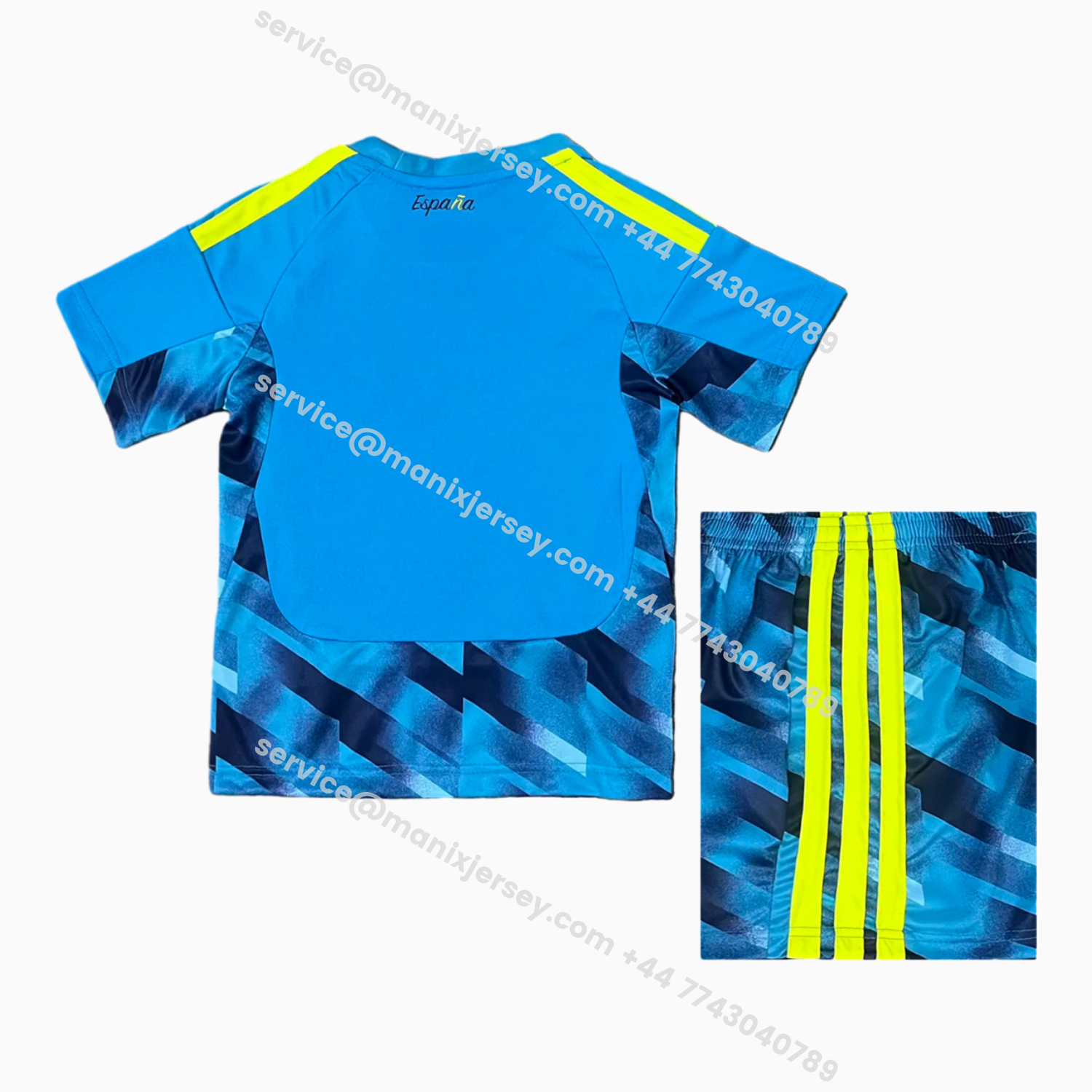 ManixJersey.com | Spain 2026 Goalkeeper Blue Kids Kit -Customize Name, Number and Patch | Worldwide Shipping