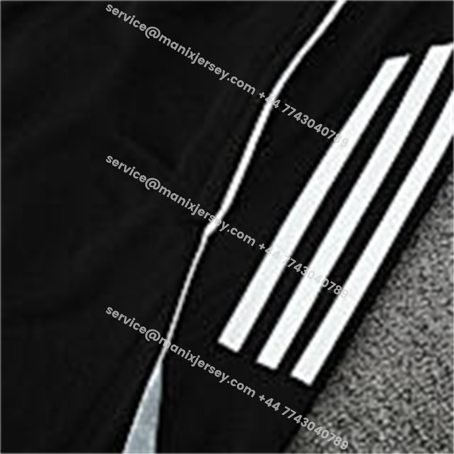 ManixJersey.com | INT M.A.M 25-26 Short-Sleeve Training Set - Light Grey Stripes Black Top & Black Shorts -Customize Name, Number and Patch | Worldwide Shipping