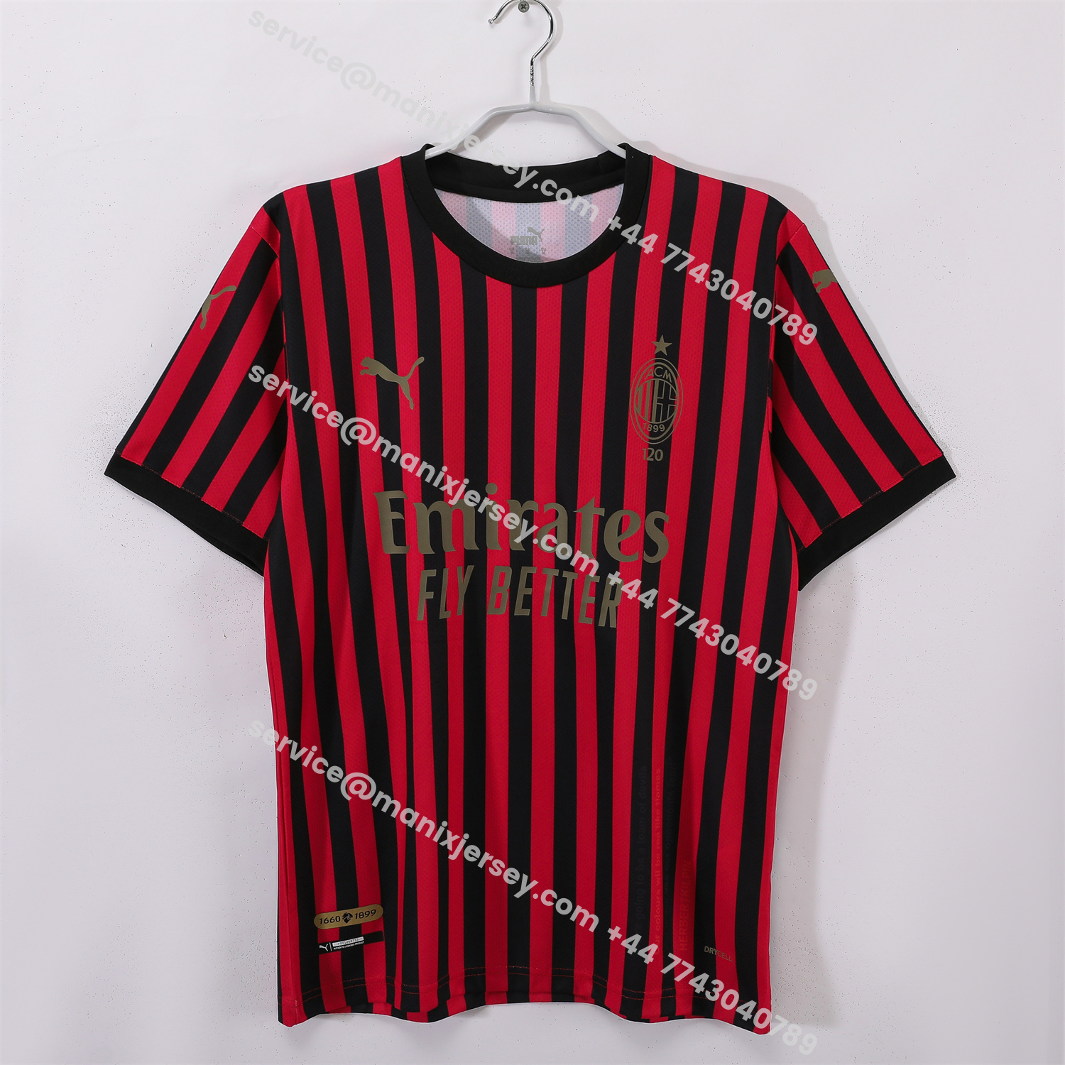 ManixJersey.com | Retro AC Milan 2019 120th Anniversary Home Jersey -Customize Name, Number and Patch | Worldwide Shipping