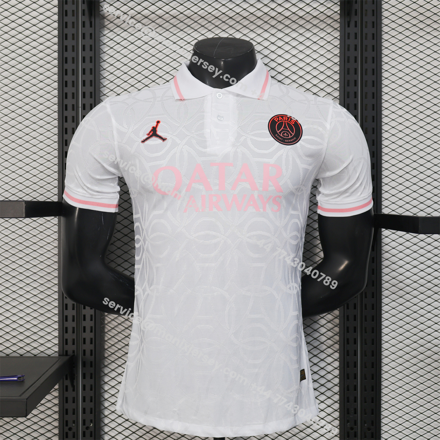 ManixJersey.com | Paris Saint-Germain PSG 25-26 White And Pink Pre-Match Training Jersey - Player Version -Customize Name, Number and Patch | Worldwide Shipping