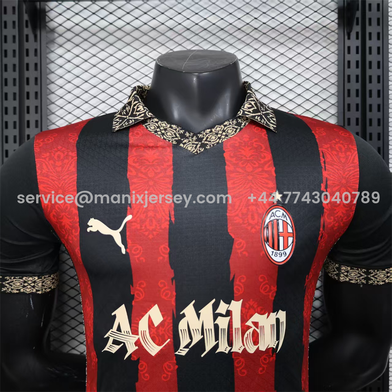 ManixJersey.com | AC Milan 25-26 Team Name Advertisement Red & Black POLO Special Jersey - Player Version -Customize Name, Number and Patch | Worldwide Shipping