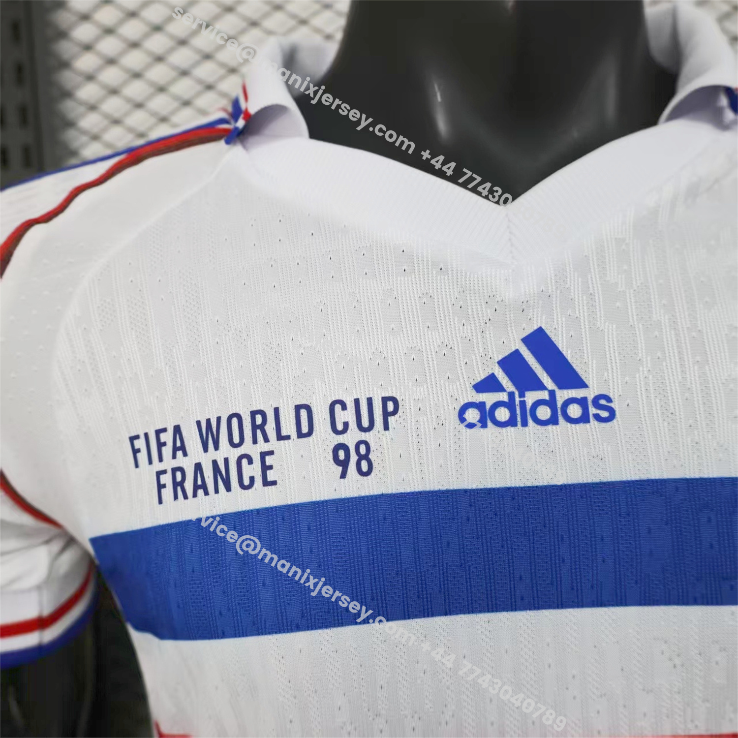 ManixJersey.com | Retro France 1998 Away White Jersey - Player Version -Customize Name, Number and Patch | Worldwide Shipping