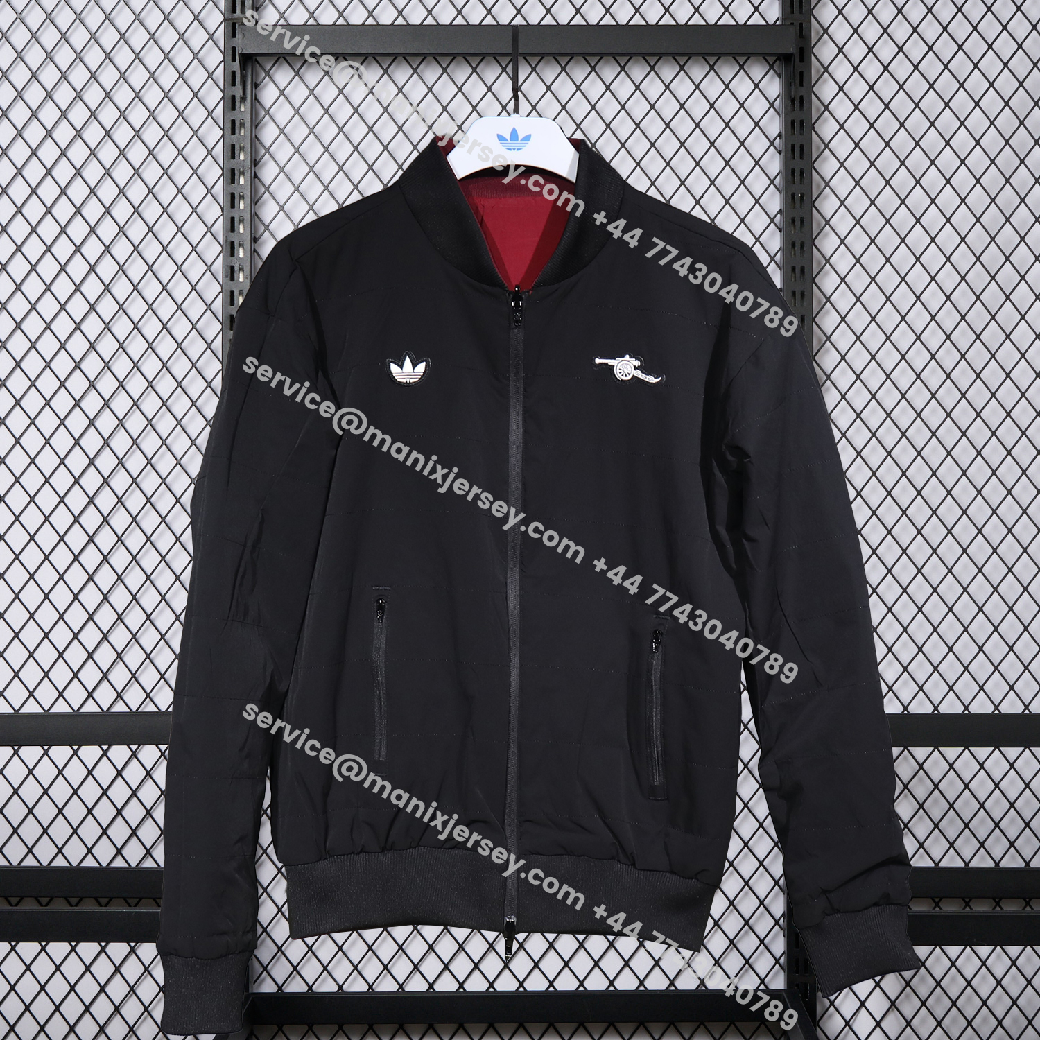 ManixJersey.com | Arsenal 25-26 Double Sided Reversible Windbreaker - Black & Red -Customize Name, Number and Patch | Worldwide Shipping