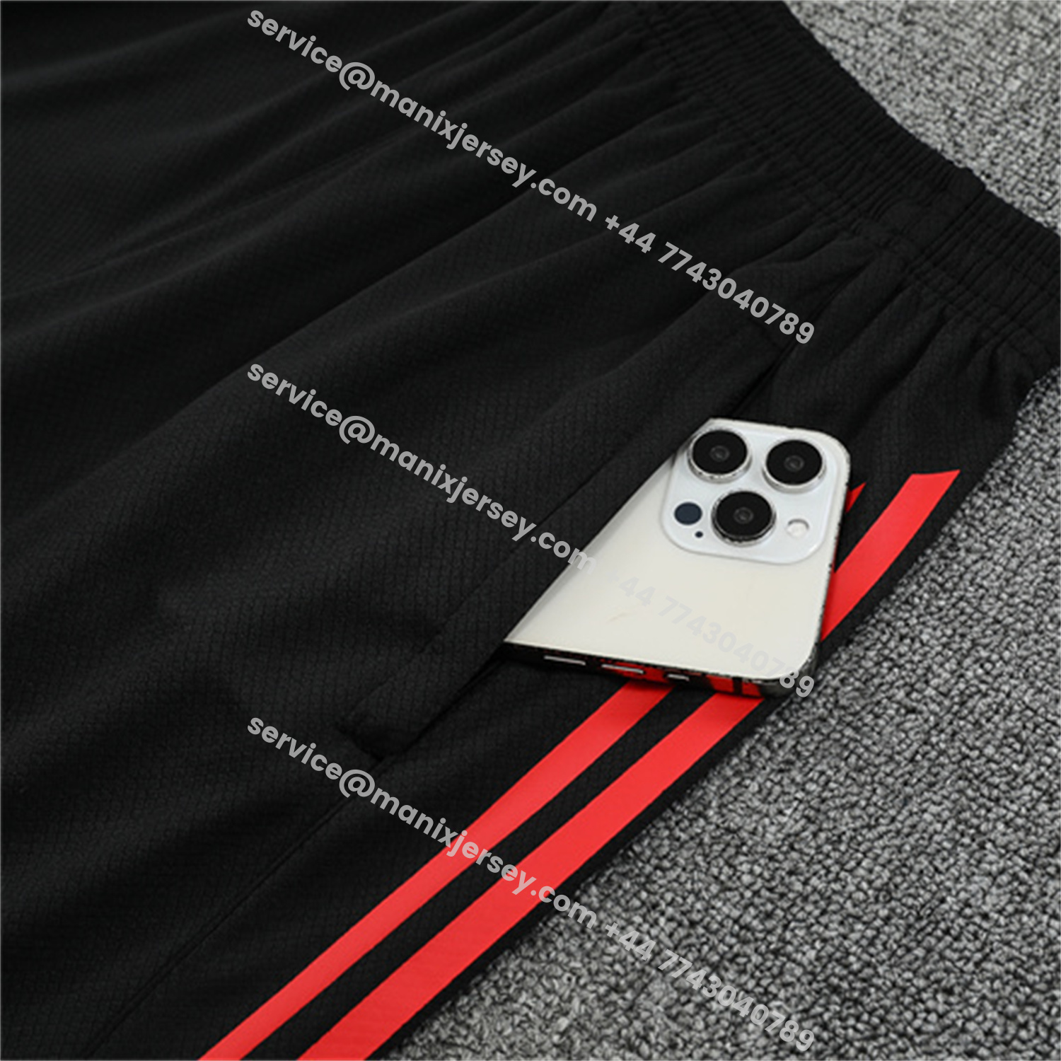 ManixJersey.com | Arsenal 25-26 Short-Sleeve Training Set - Red Top & Black Shorts -Customize Name, Number and Patch | Worldwide Shipping