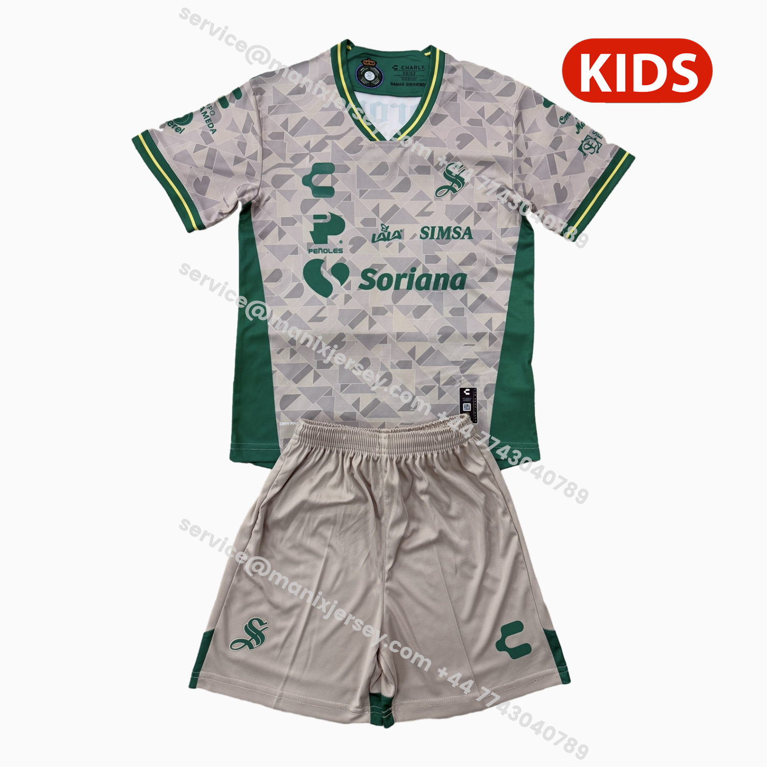 ManixJersey.com | Santos Laguna 25-26 Away Kids Kit -Customize Name, Number and Patch | Worldwide Shipping