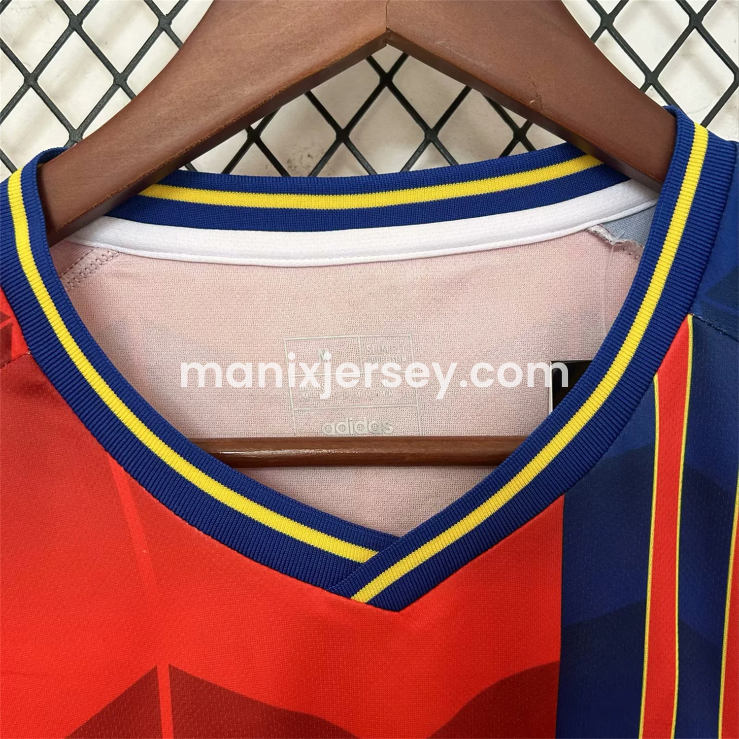 ManixJersey.com | Spain 25-26 Red and Blue Throwback Style Jersey - Fans Version -Customize Name, Number and Patch | Worldwide Shipping