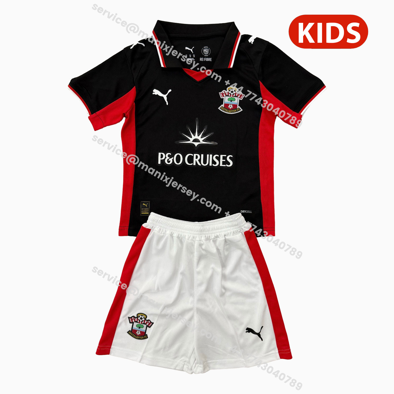 ManixJersey.com | Southampton 25-26 Third Black Kids Kit -Customize Name, Number and Patch | Worldwide Shipping
