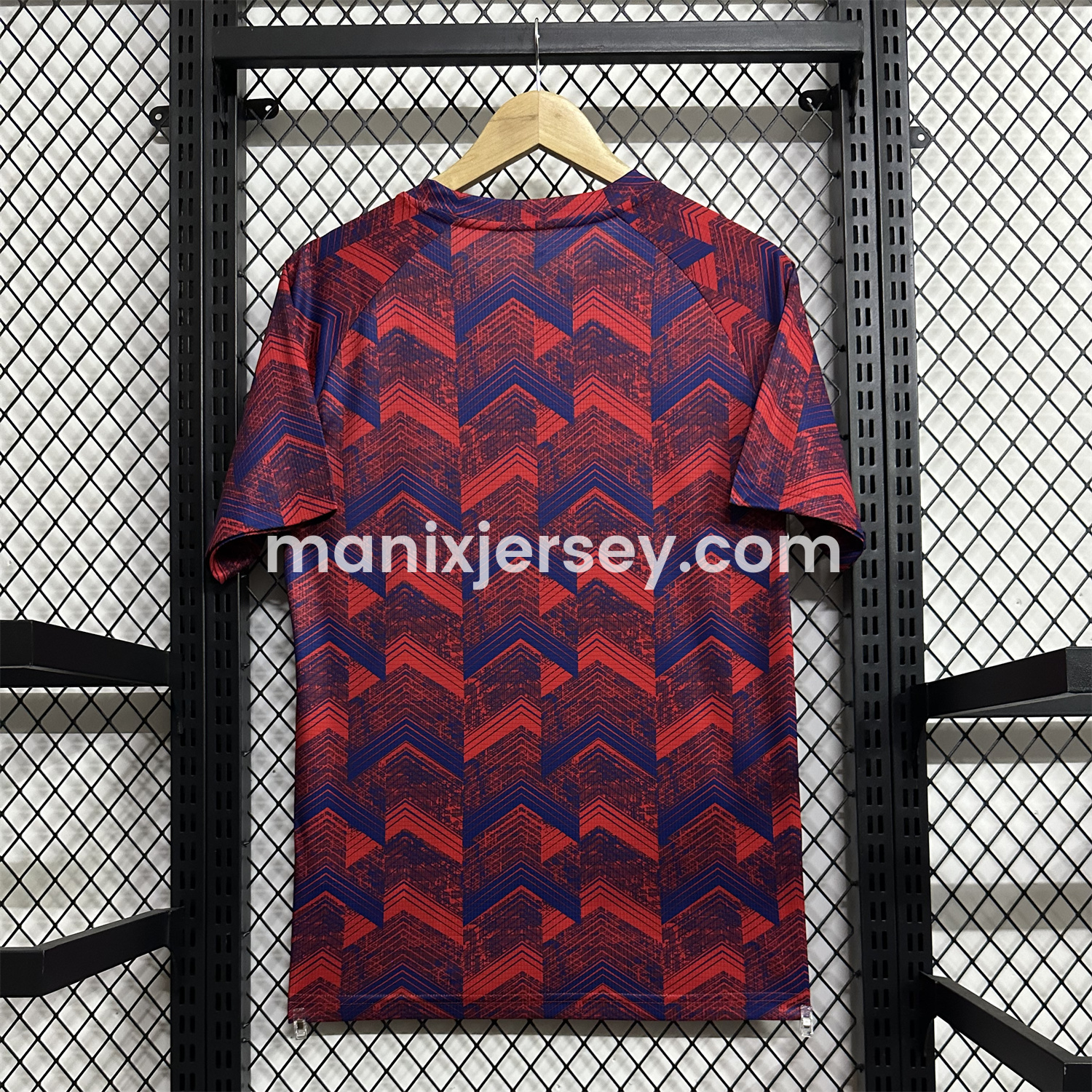 ManixJersey.com | RB Leipzig 25-26 Pre-Match Red Blue Training Jersey - Fans Version -Customize Name, Number and Patch | Worldwide Shipping