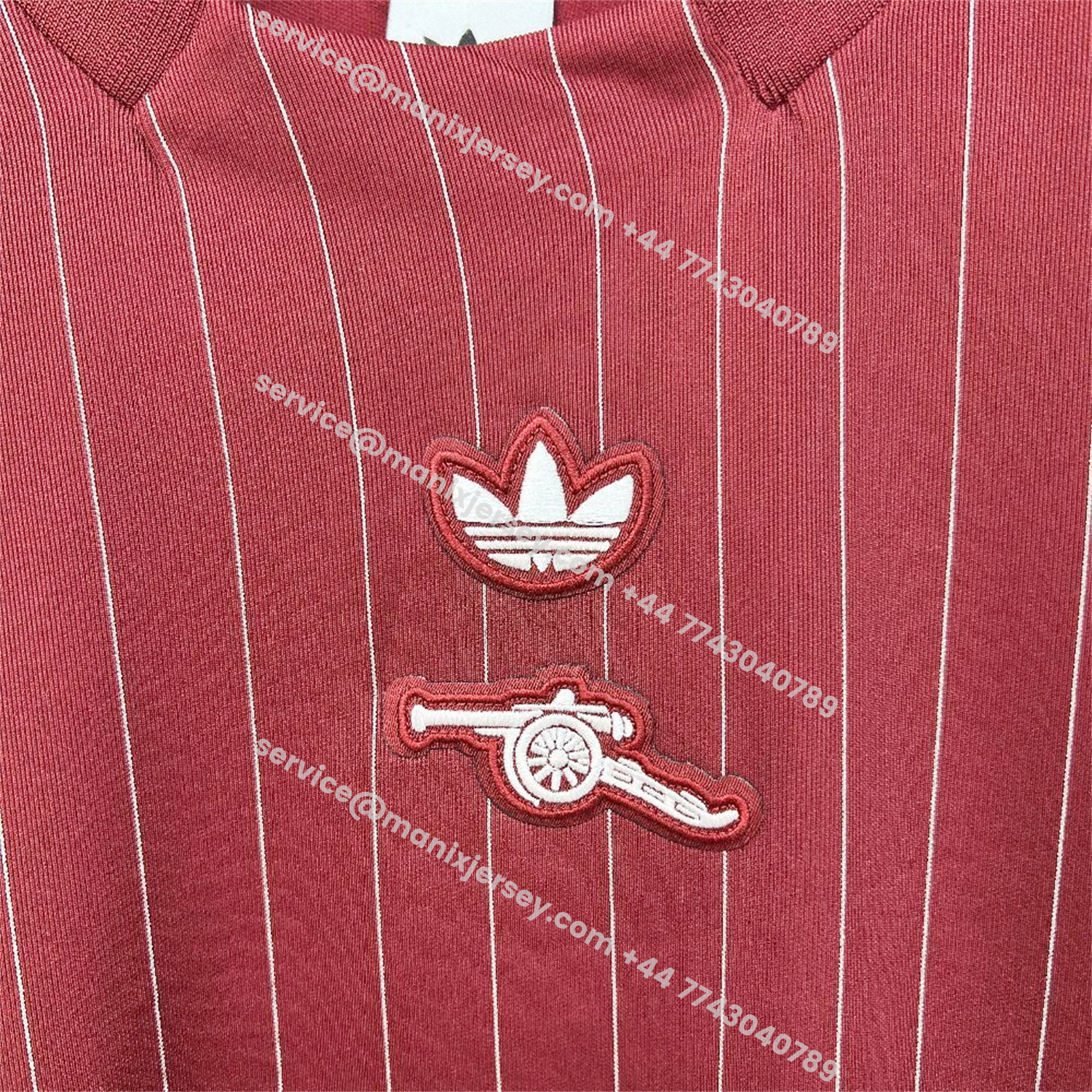ManixJersey.com | Arsenal 25-26 Trefoil White Lines Red Travel Jersey - Fans Version -Customize Name, Number and Patch | Worldwide Shipping