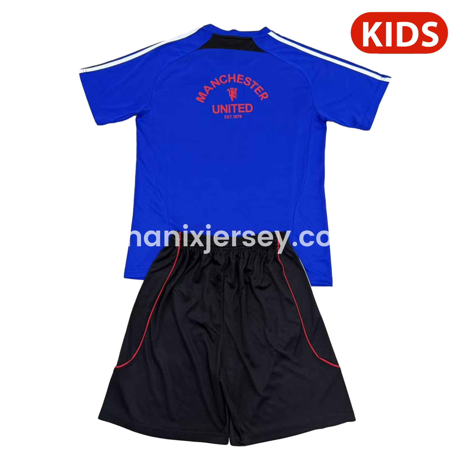ManixJersey.com | Manchester United 25-26 Urban Purtist Throwback Blue Kids Kit -Customize Name, Number and Patch | Worldwide Shipping